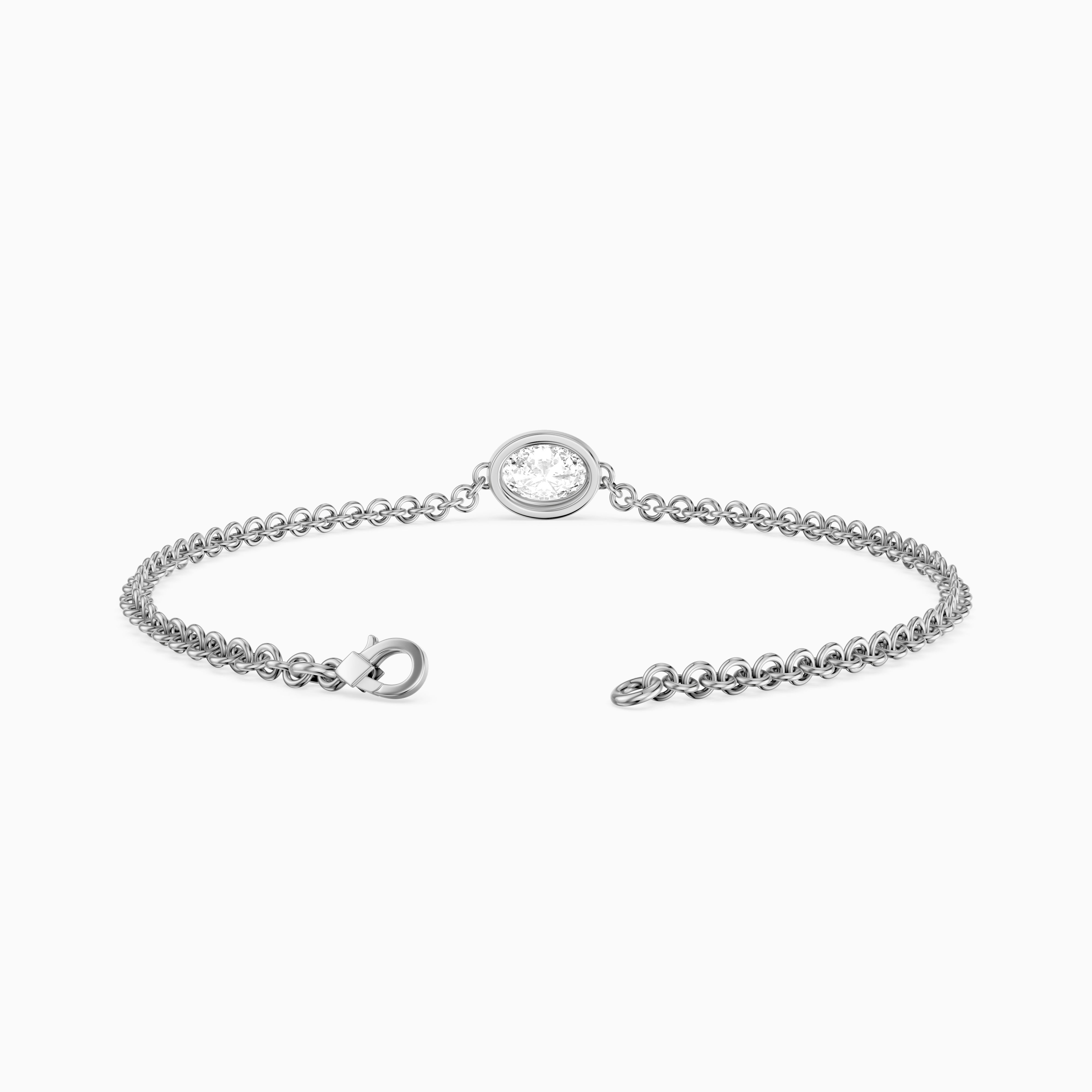 Katie Oval Lab Grown Diamond Solitaire Chain Bracelet