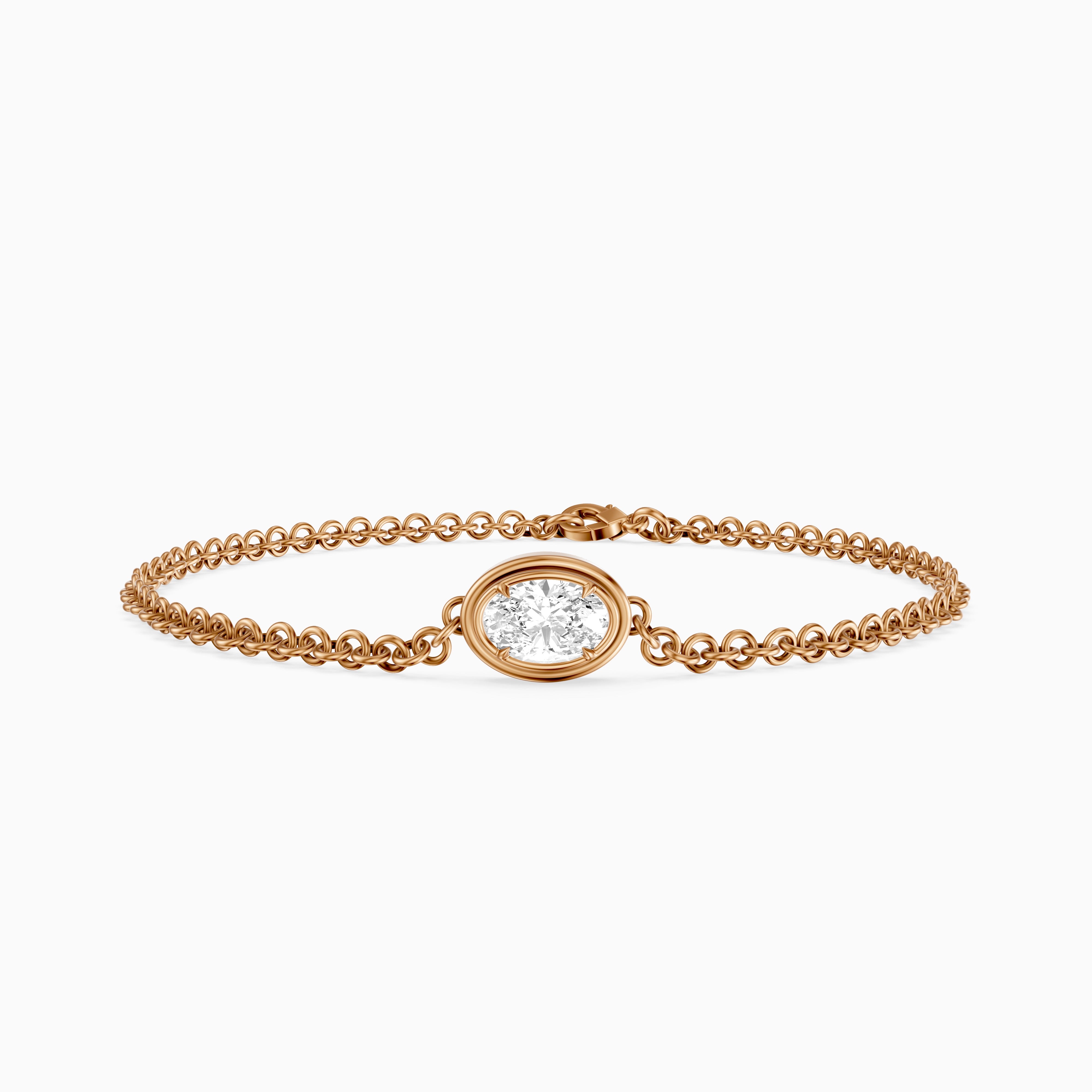 Katie Oval Lab Grown Diamond Solitaire Chain Bracelet