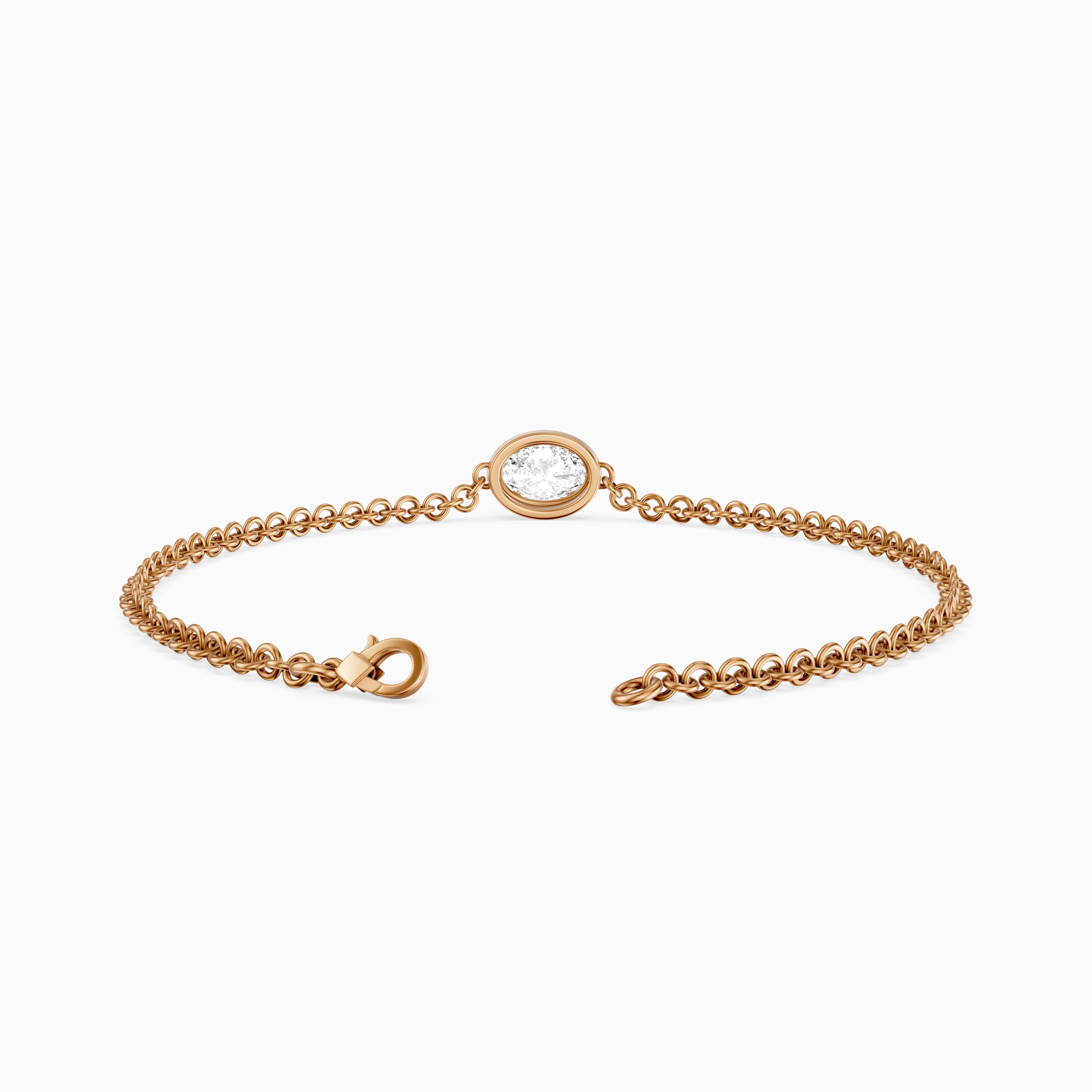 Katie Oval Lab Grown Diamond Solitaire Chain Bracelet