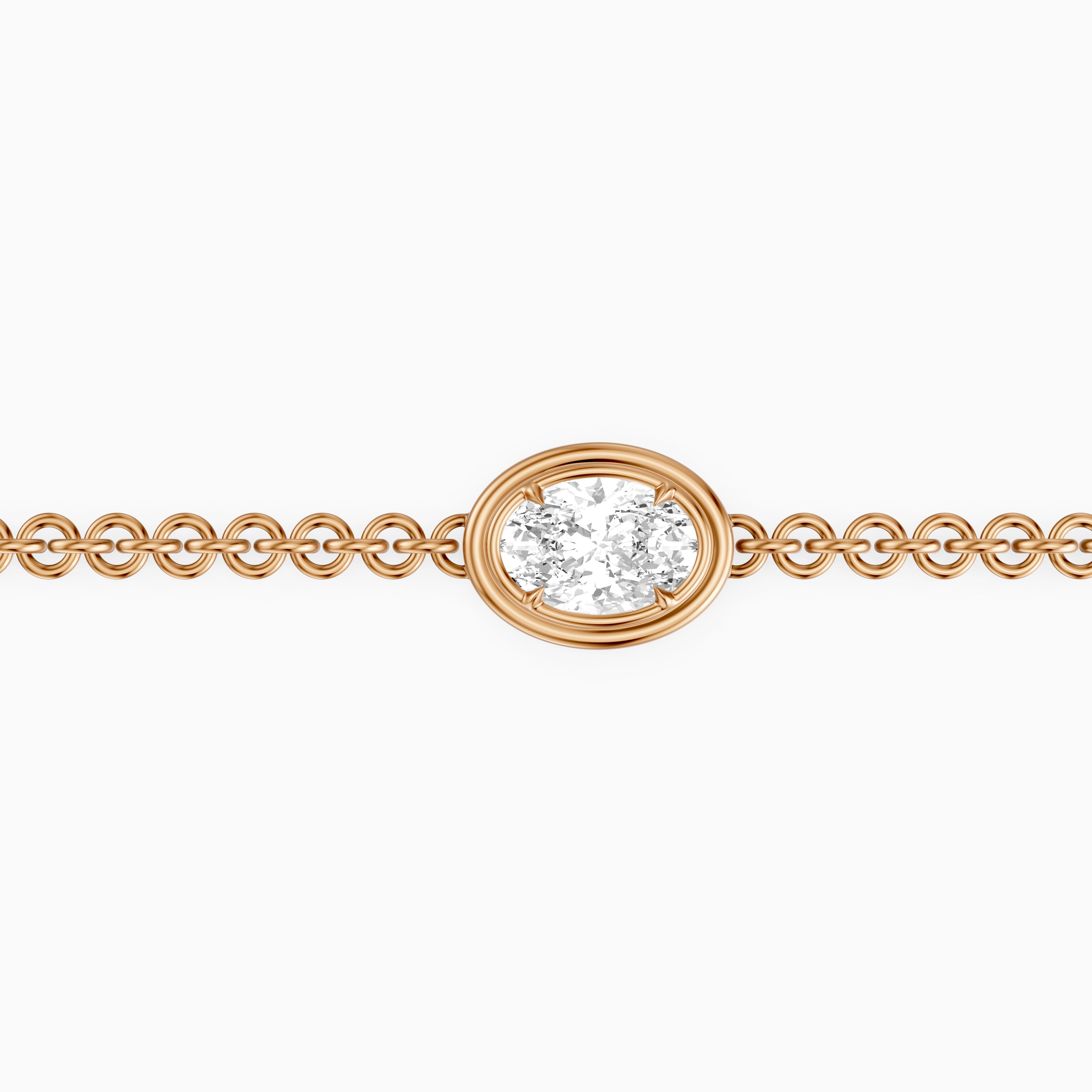 Katie Oval Lab Grown Diamond Solitaire Chain Bracelet