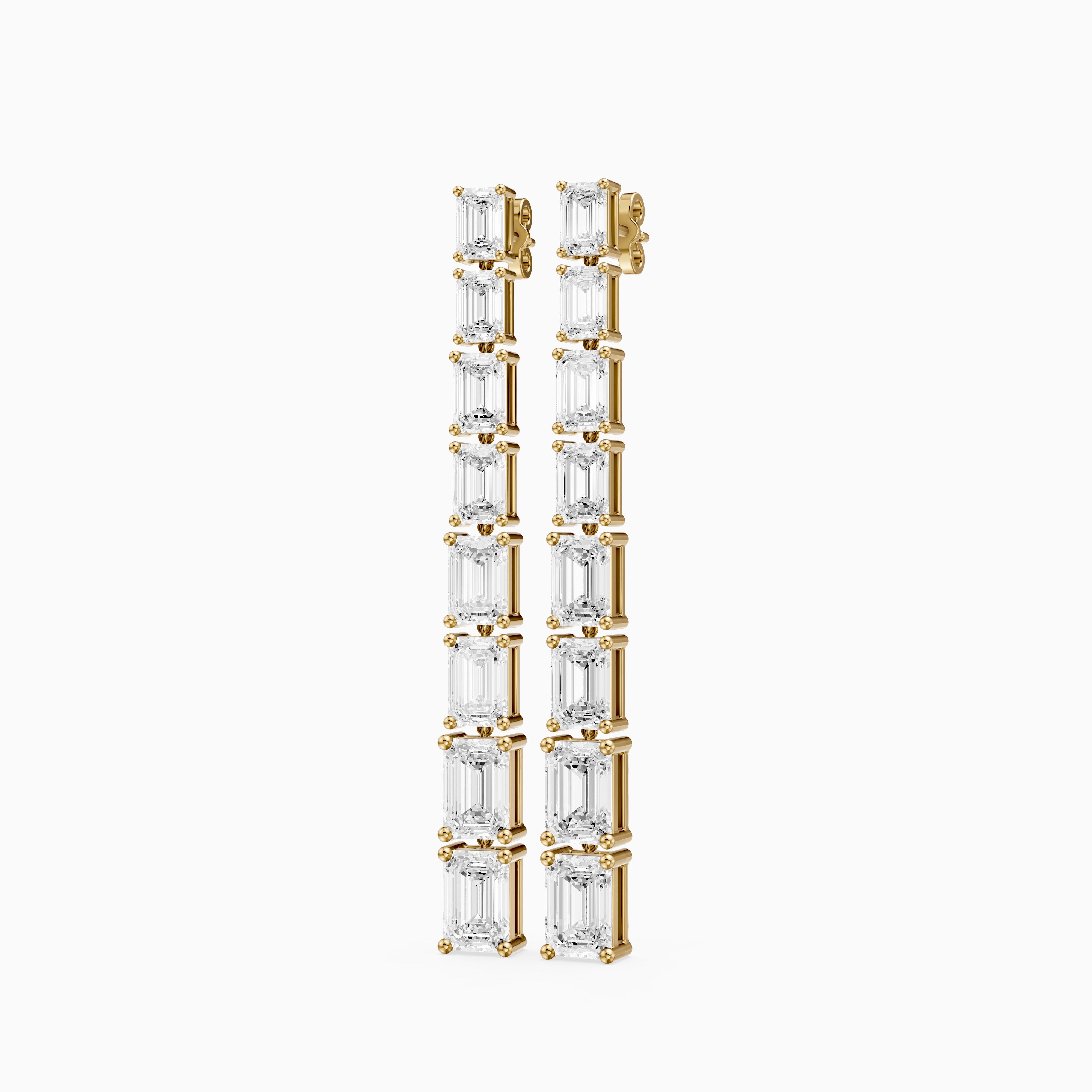 Posie Emerald Cut Lab Grown Diamond Linear Dangle Earrings