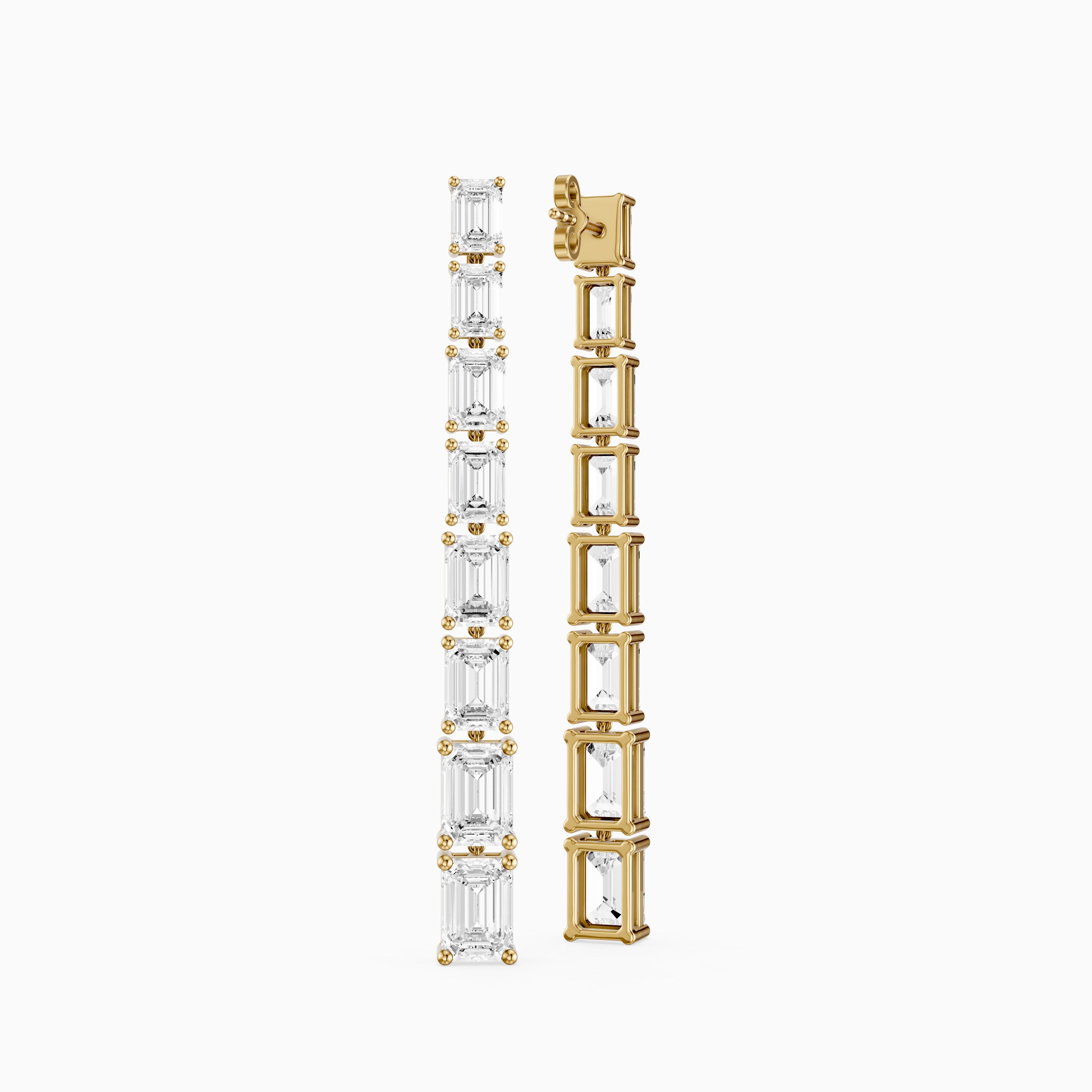 Posie Emerald Cut Lab Grown Diamond Linear Dangle Earrings