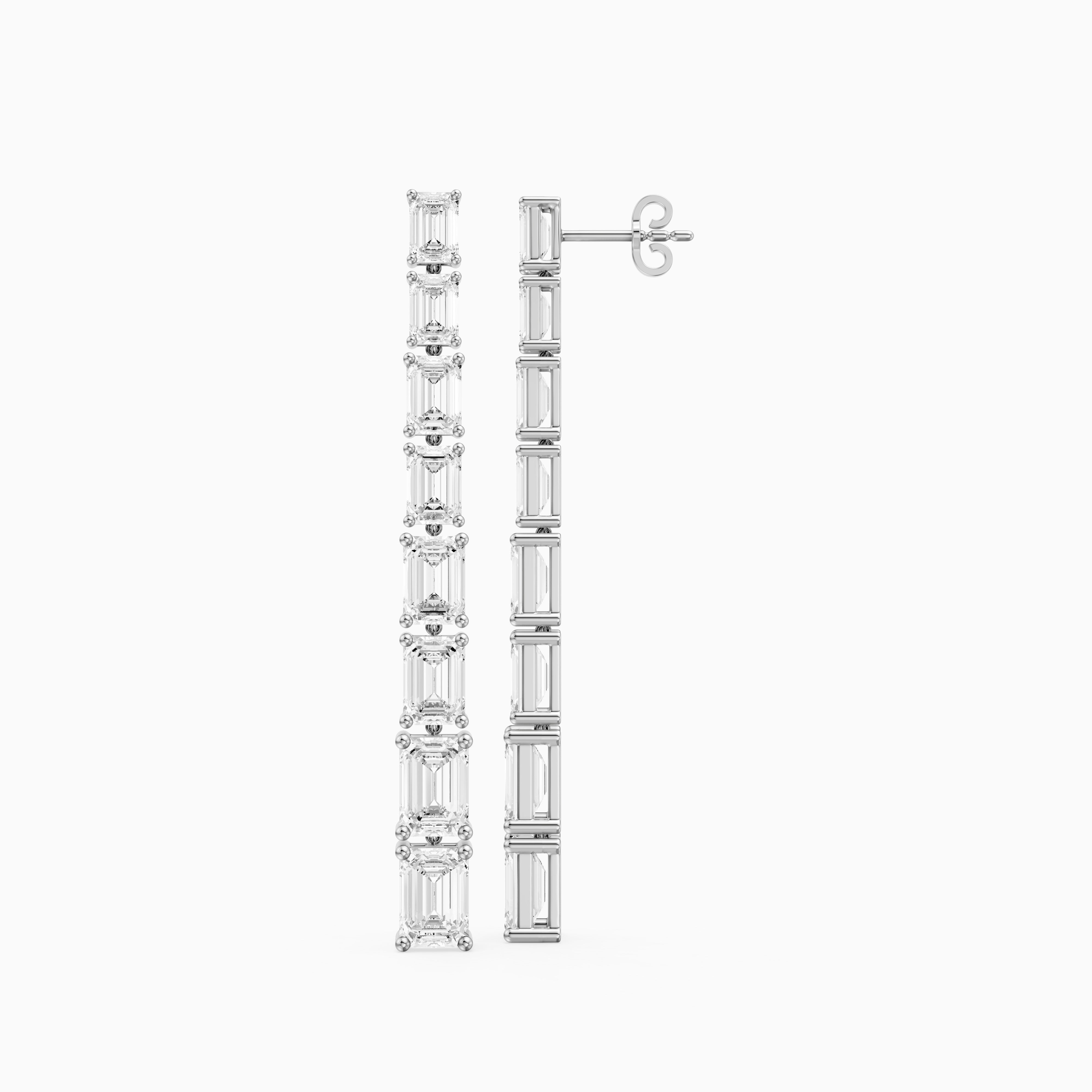 Posie Emerald Cut Lab Grown Diamond Linear Dangle Earrings