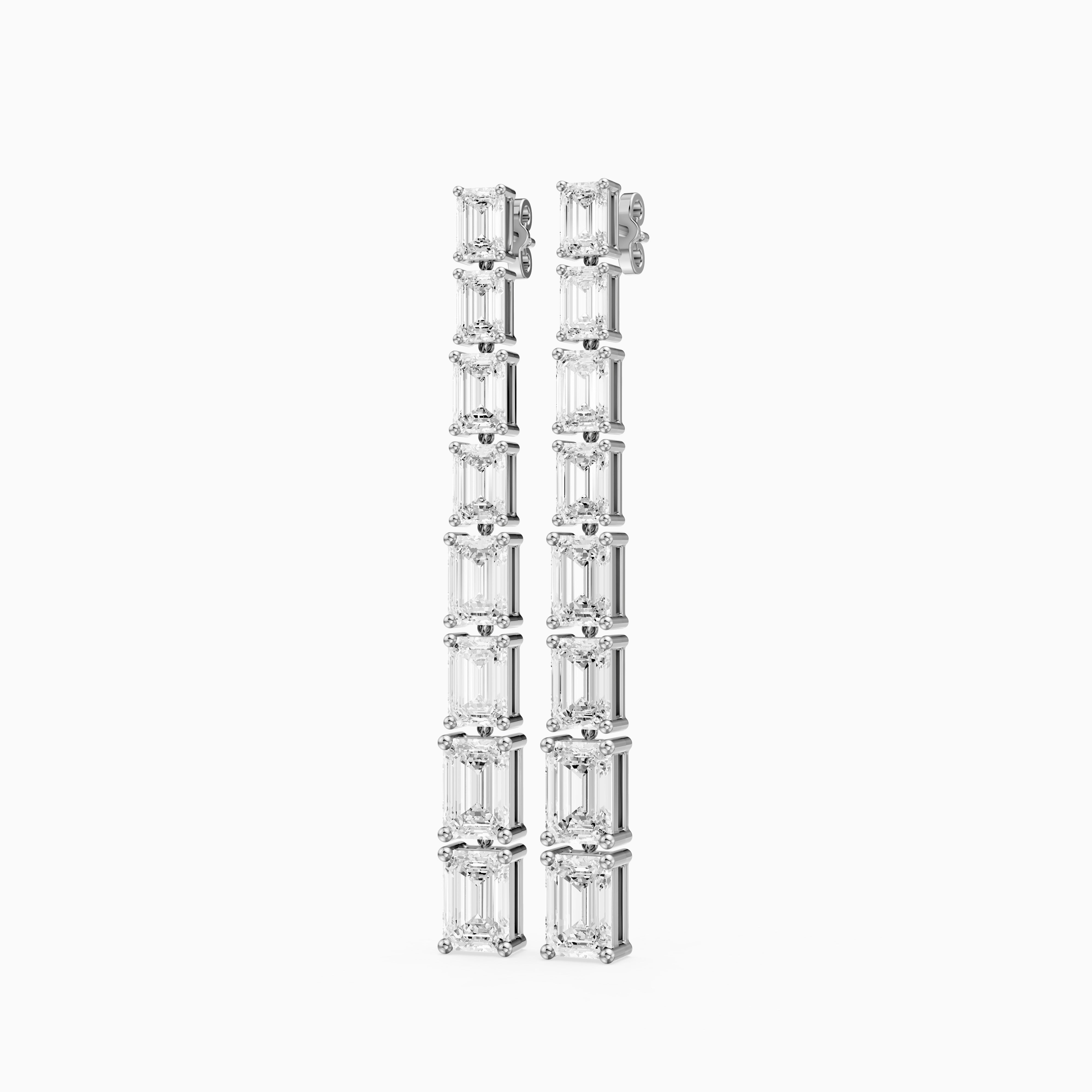 Posie Emerald Cut Lab Grown Diamond Linear Dangle Earrings