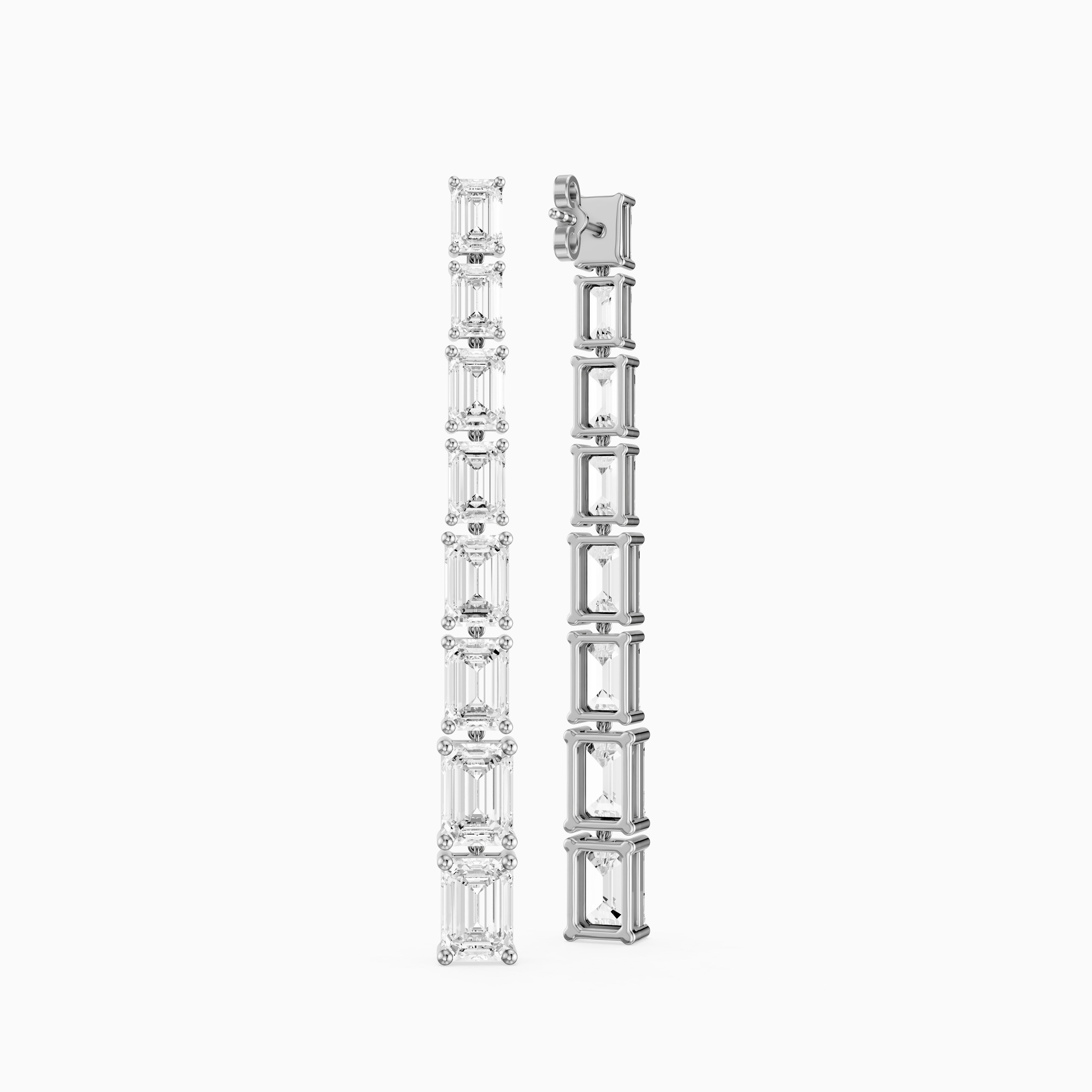 Posie Emerald Cut Lab Grown Diamond Linear Dangle Earrings