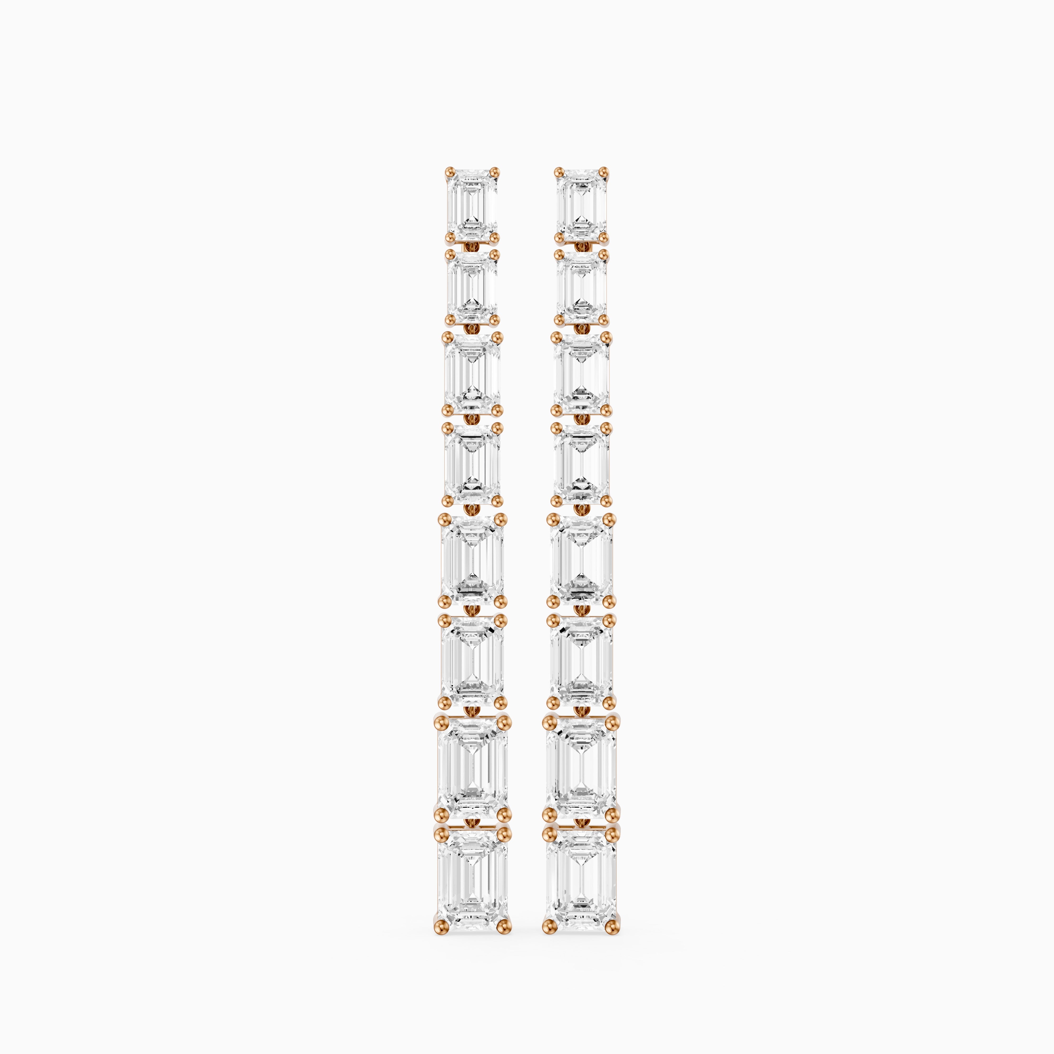 Posie Emerald Cut Lab Grown Diamond Linear Dangle Earrings
