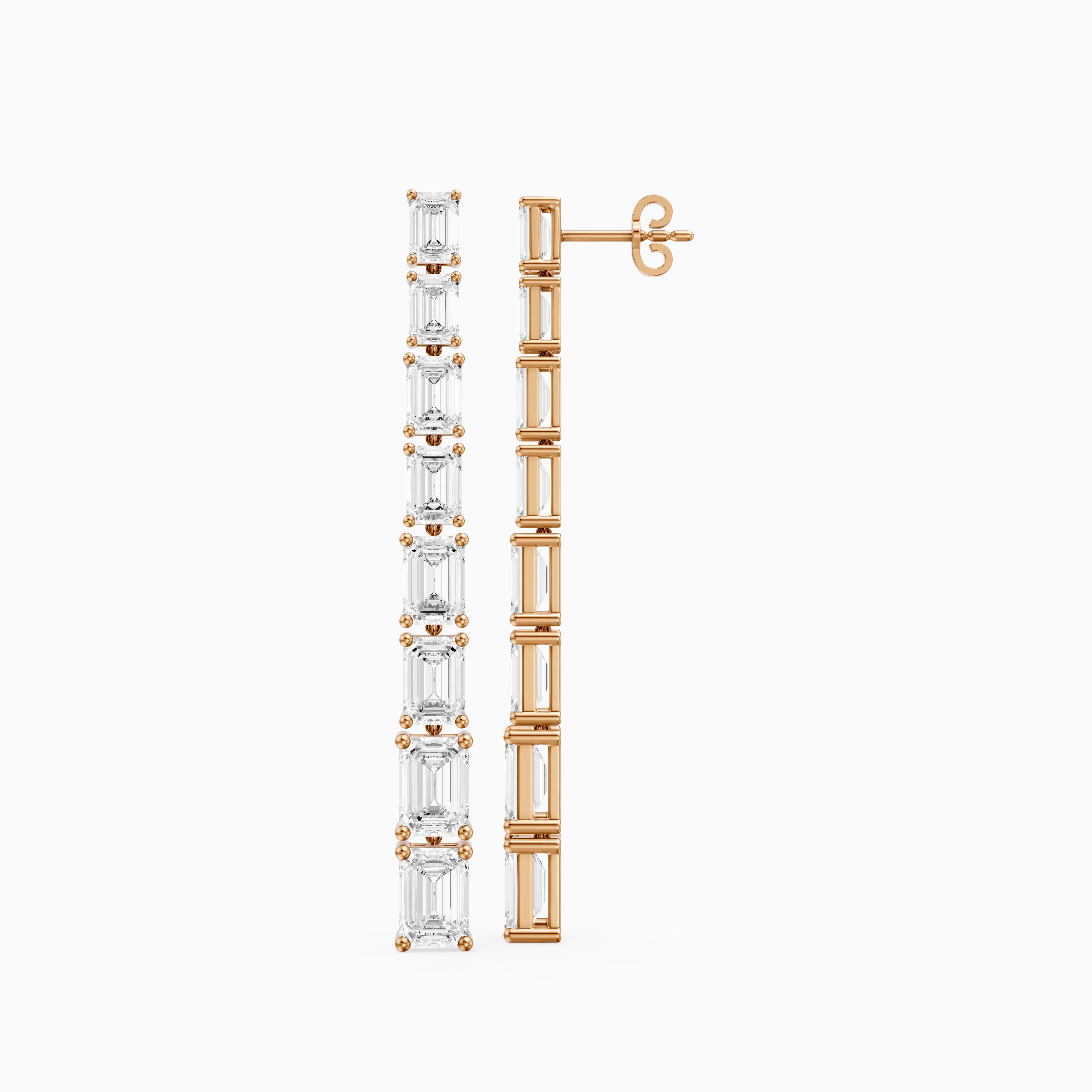 Posie Emerald Cut Lab Grown Diamond Linear Dangle Earrings