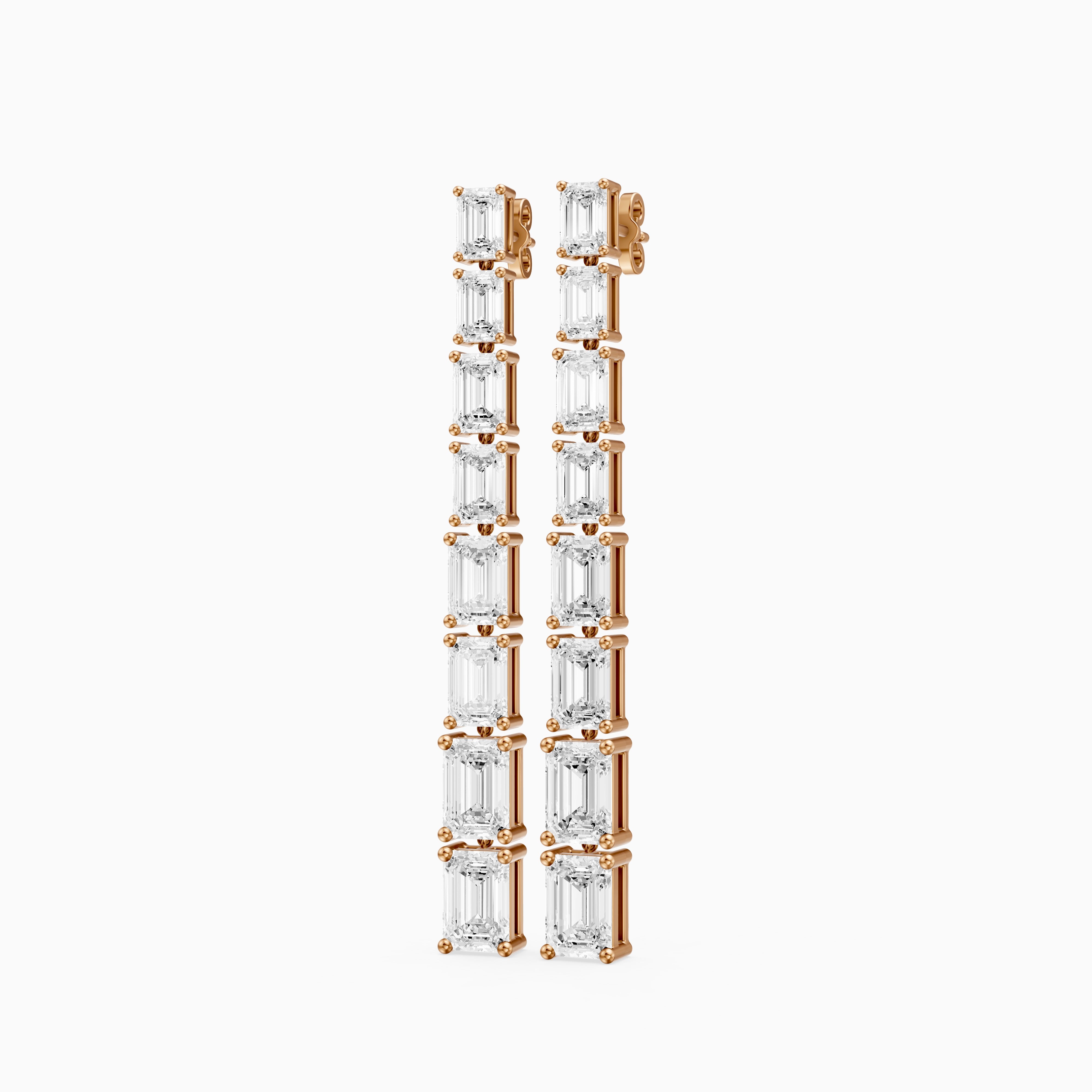 Posie Emerald Cut Lab Grown Diamond Linear Dangle Earrings