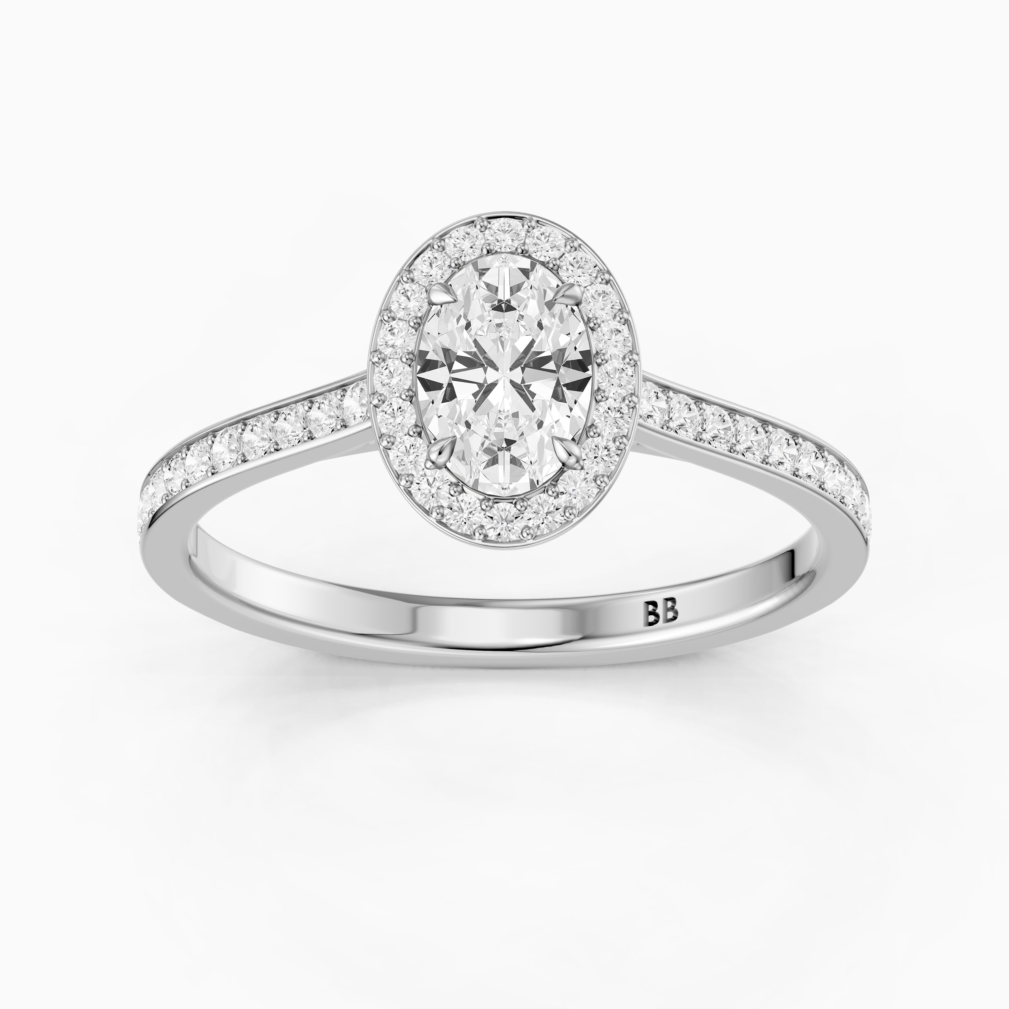 Delaney Oval Cut Halo Channel Set Moissanite Diamond Ring