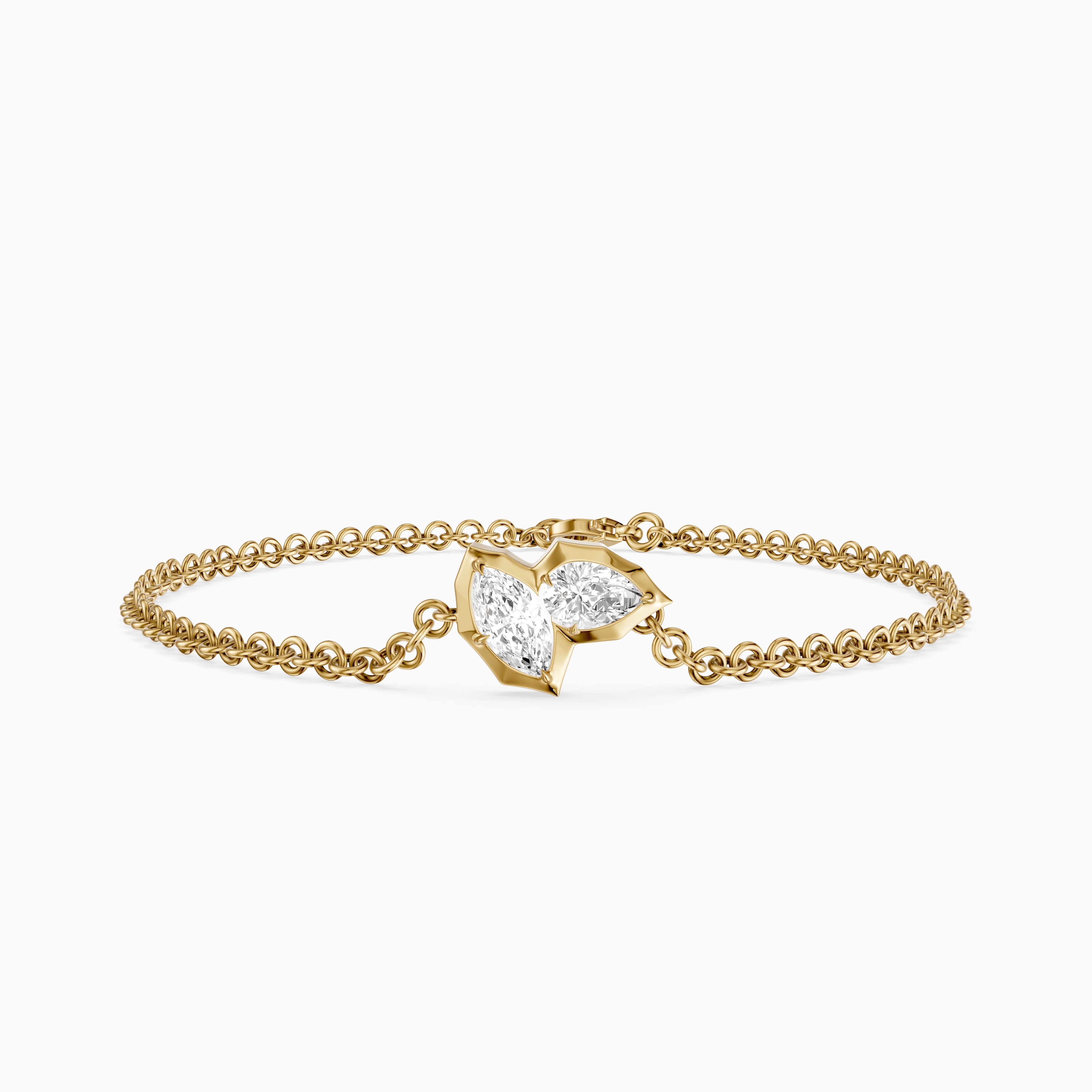 Sally Marquise and Pear Lab Grown Diamond Toi et Moi Bracelet