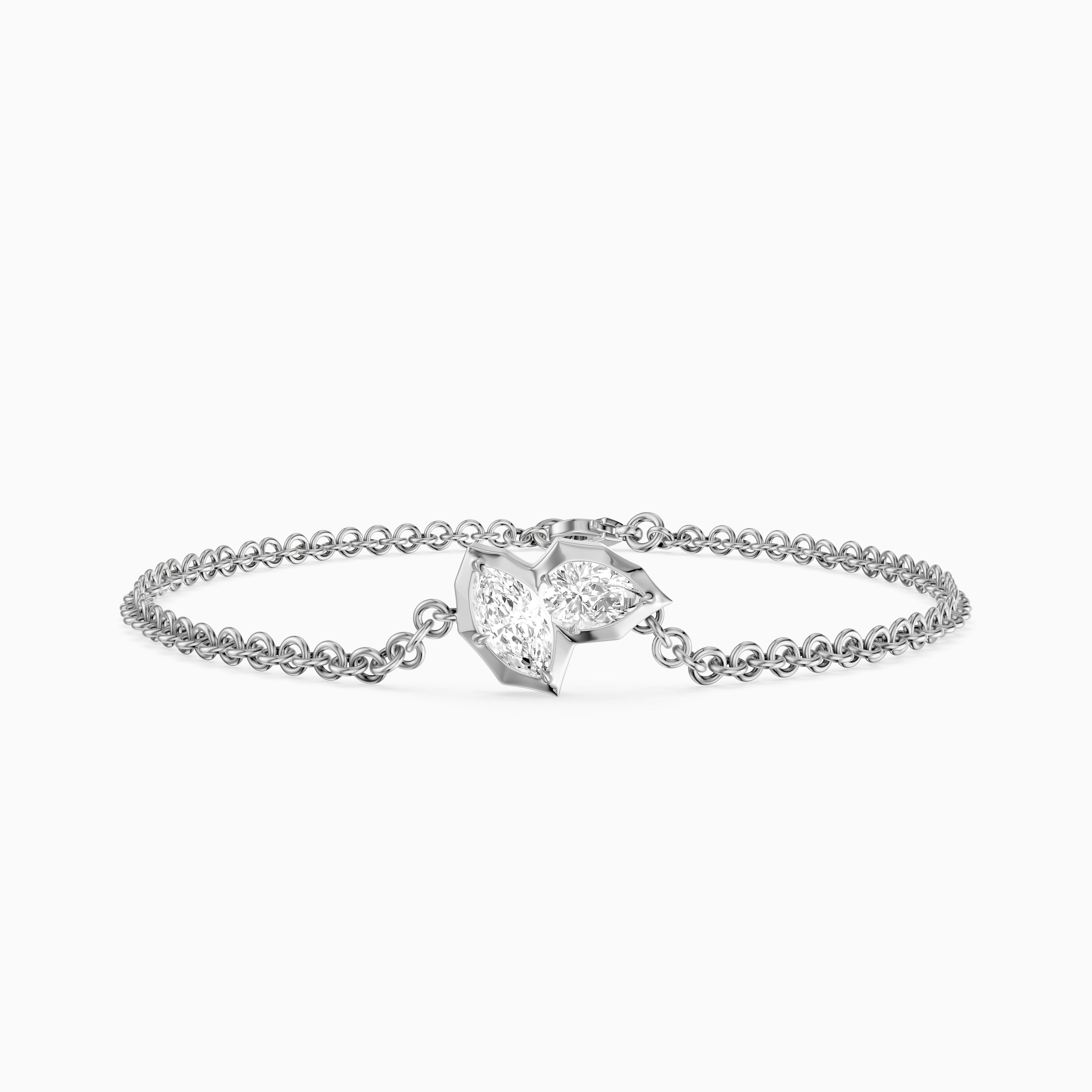 Sally Marquise and Pear Lab Grown Diamond Toi et Moi Bracelet
