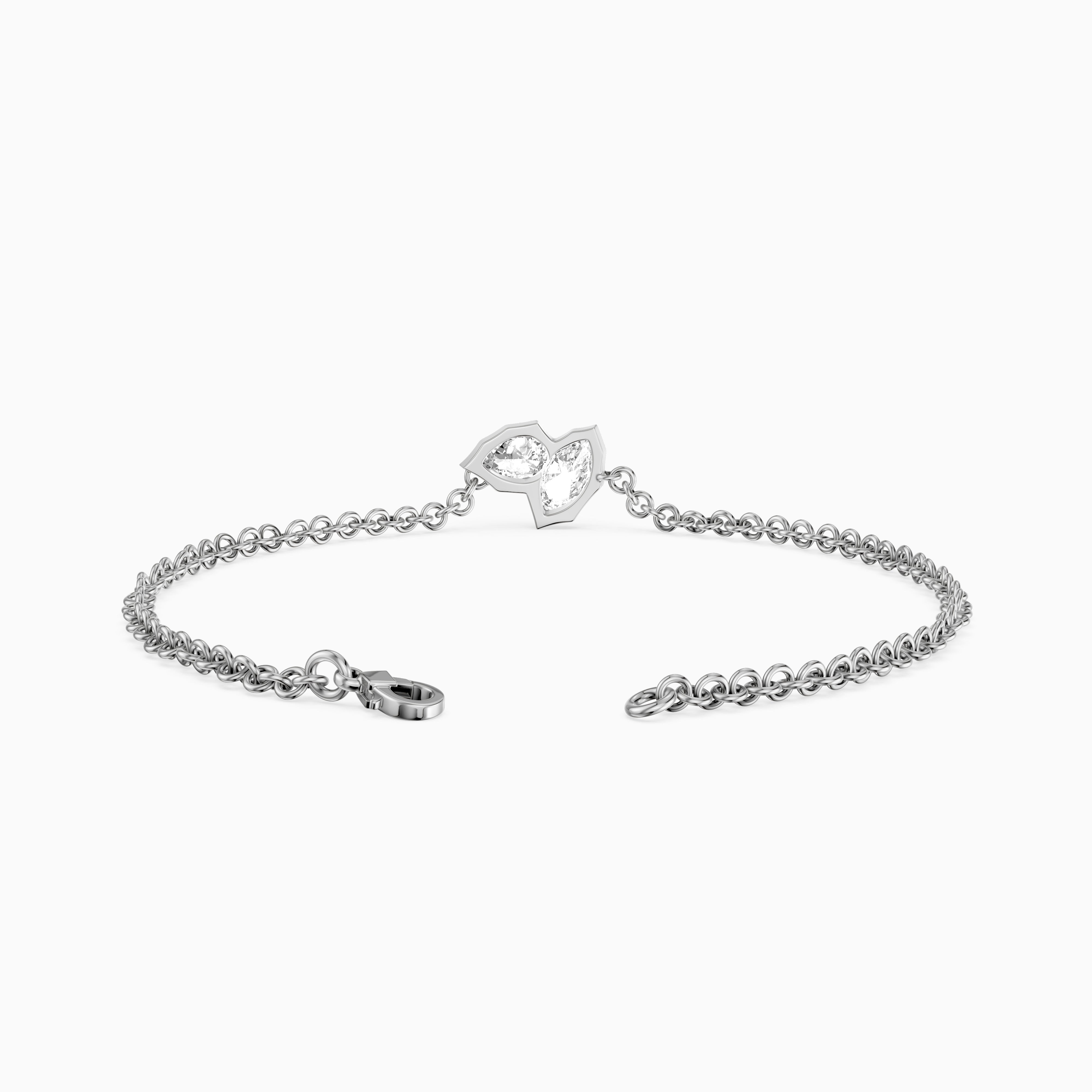 Sally Marquise and Pear Lab Grown Diamond Toi et Moi Bracelet