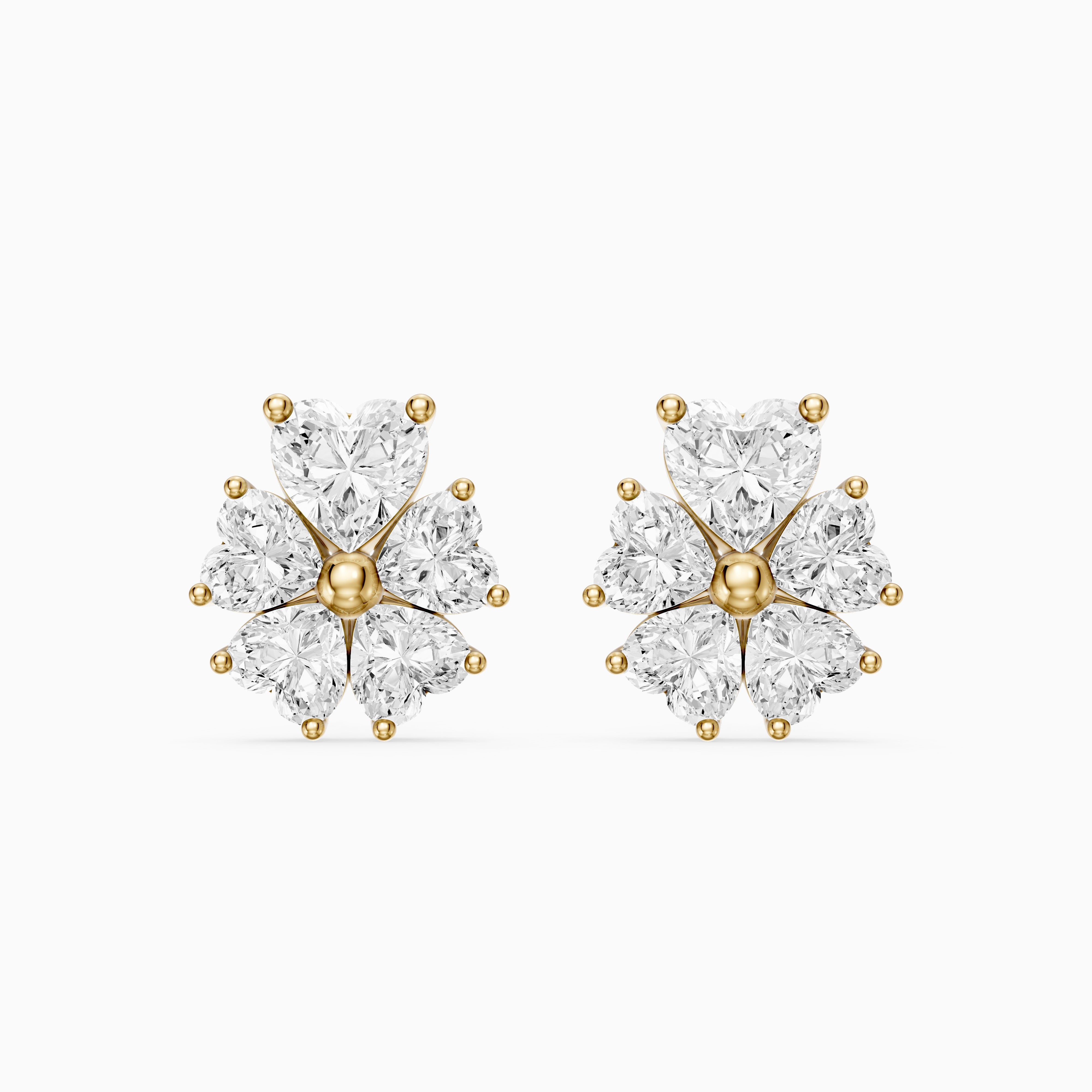 Ute Heart Cut Lab Grown Diamond Cluster Flower Stud Earrings