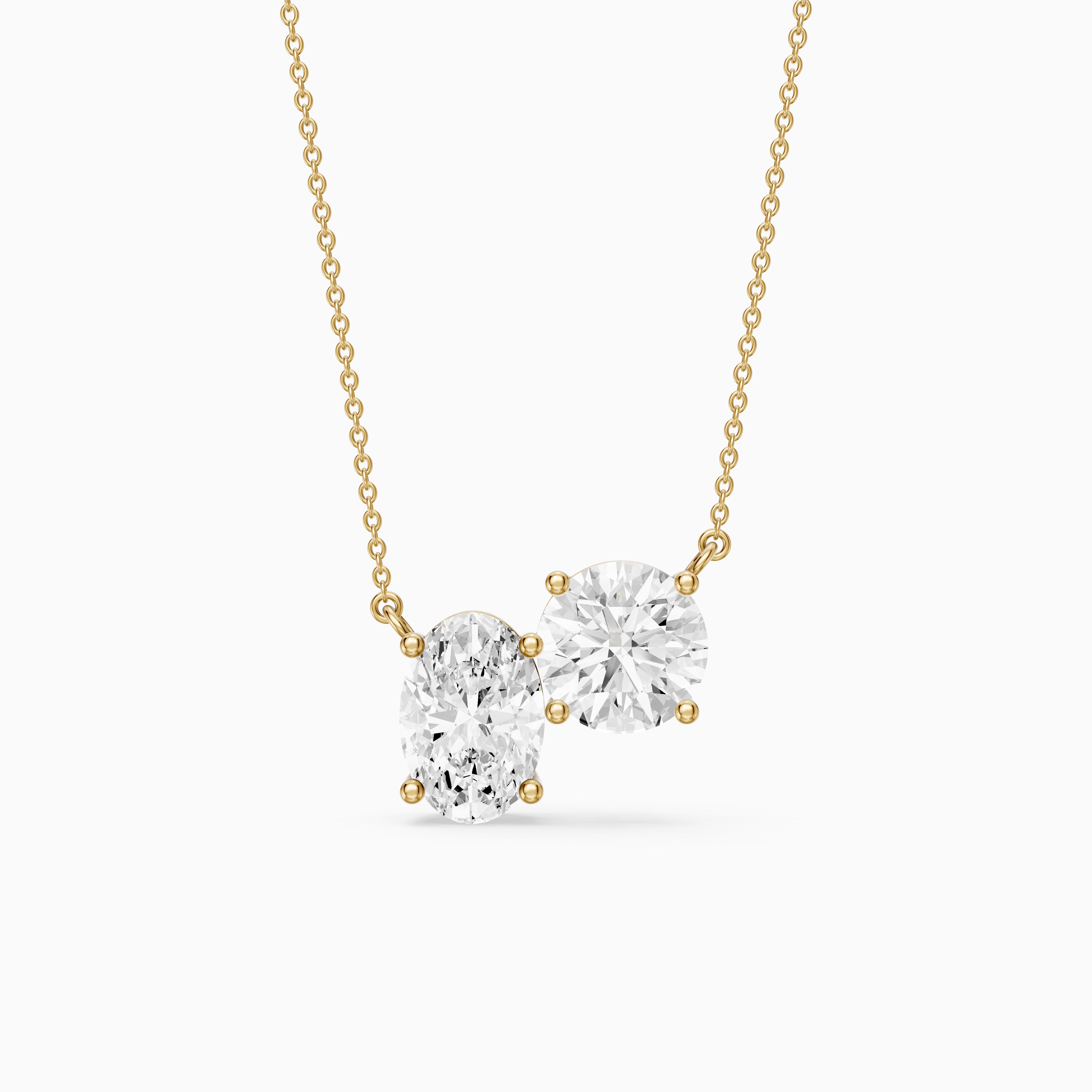 Alessia Oval and Round Lab Grown Diamond Toi Et Moi Pendant