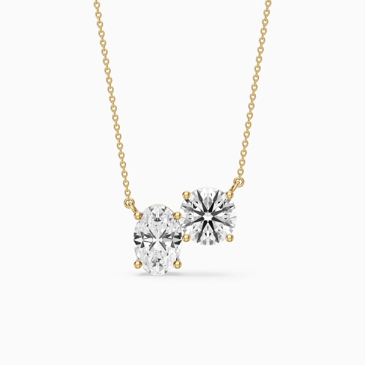 Alessia Oval and Round Lab Grown Diamond Toi Et Moi Pendant