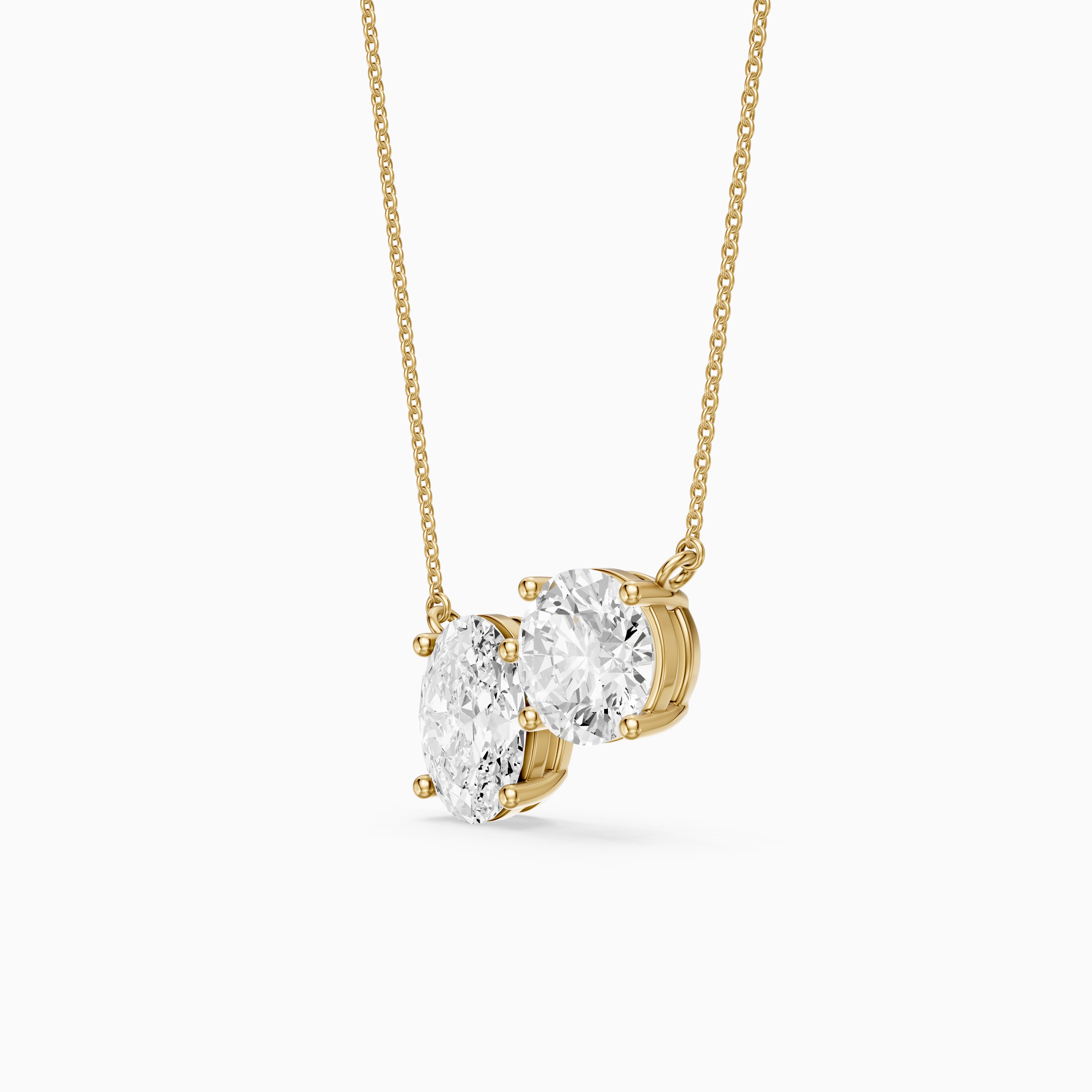 Alessia Oval and Round Lab Grown Diamond Toi Et Moi Pendant