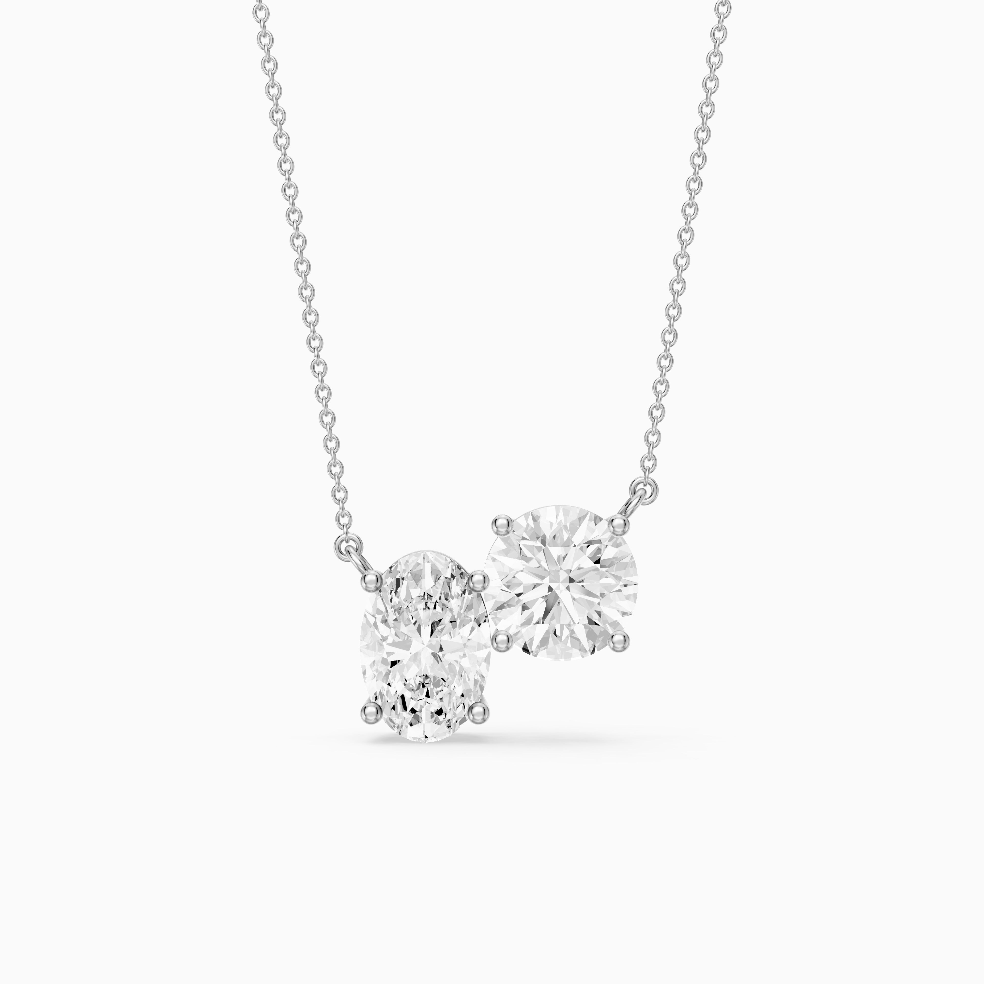 Alessia Oval and Round Lab Grown Diamond Toi Et Moi Pendant