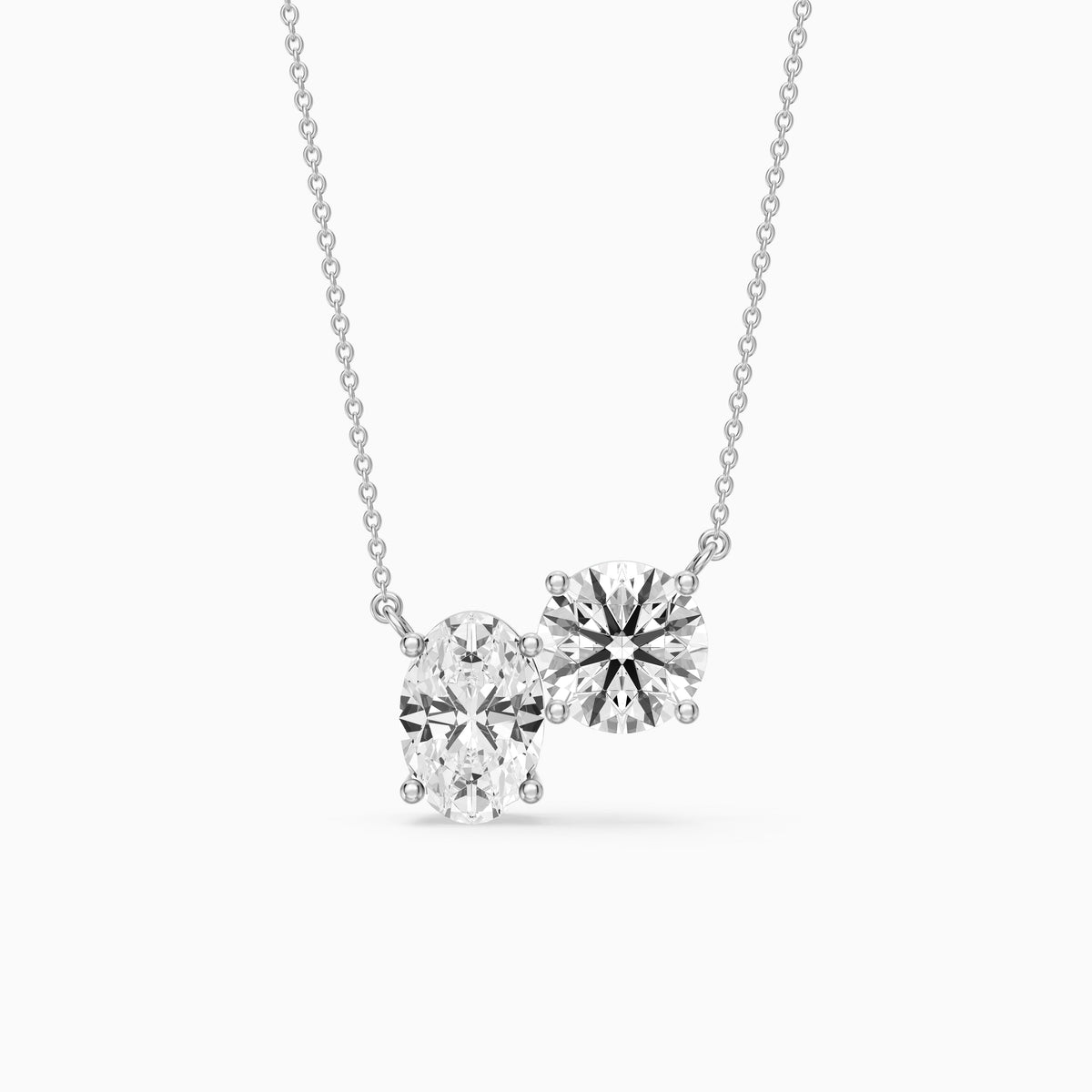 Alessia Oval and Round Lab Grown Diamond Toi Et Moi Pendant