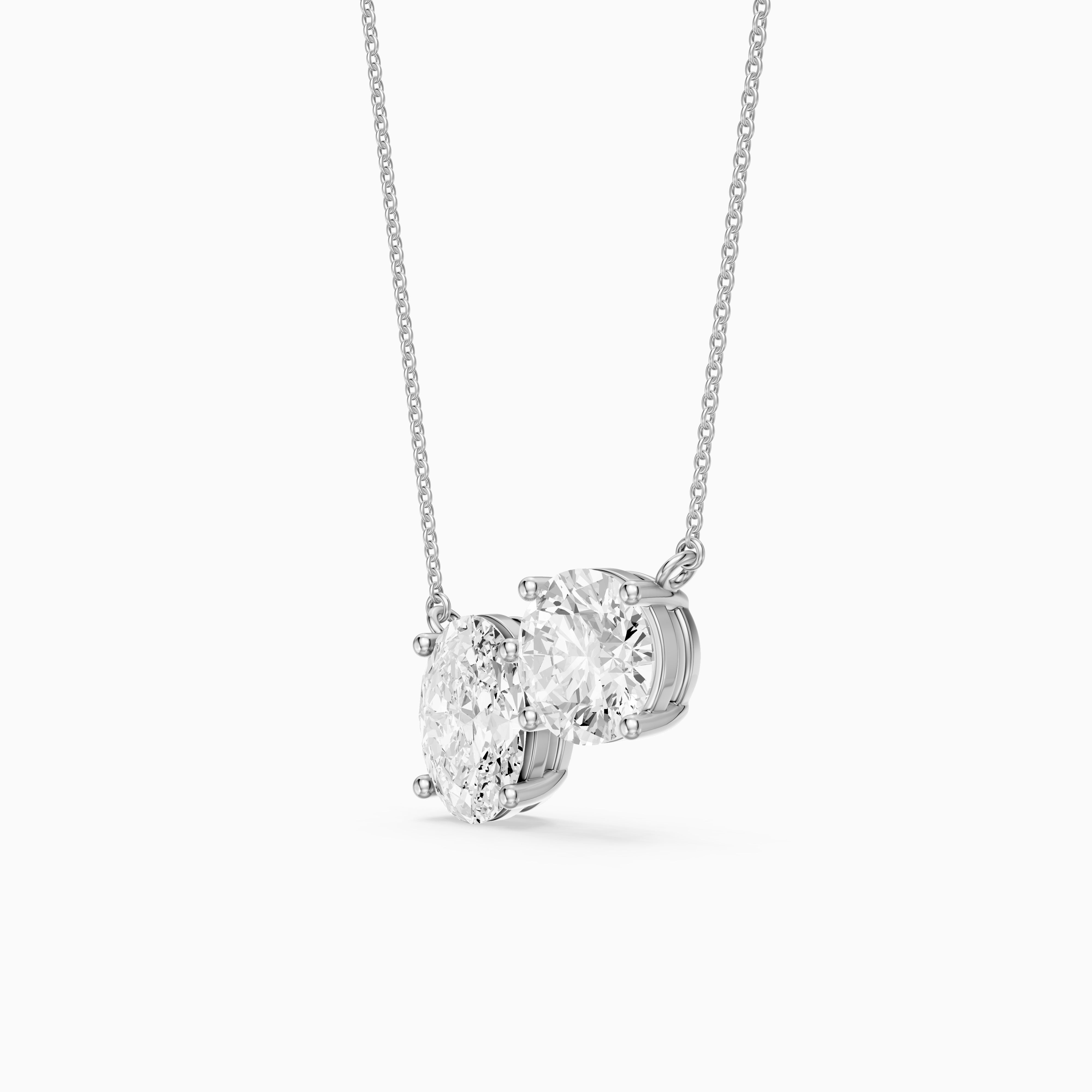 Alessia Oval and Round Lab Grown Diamond Toi Et Moi Pendant