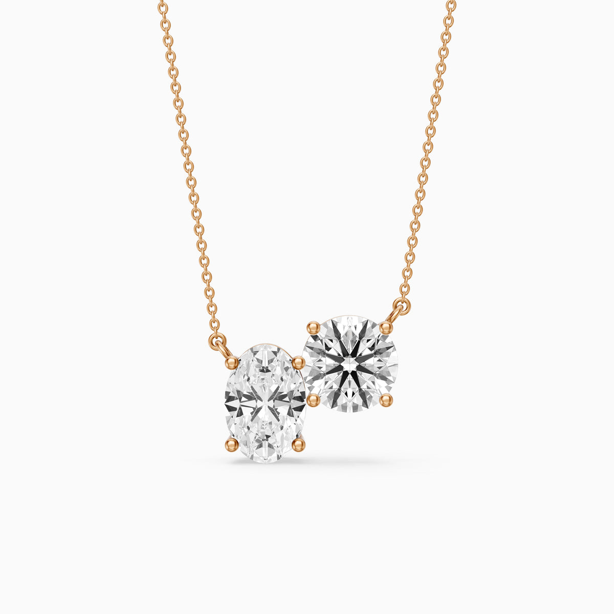 Alessia Oval and Round Lab Grown Diamond Toi Et Moi Pendant
