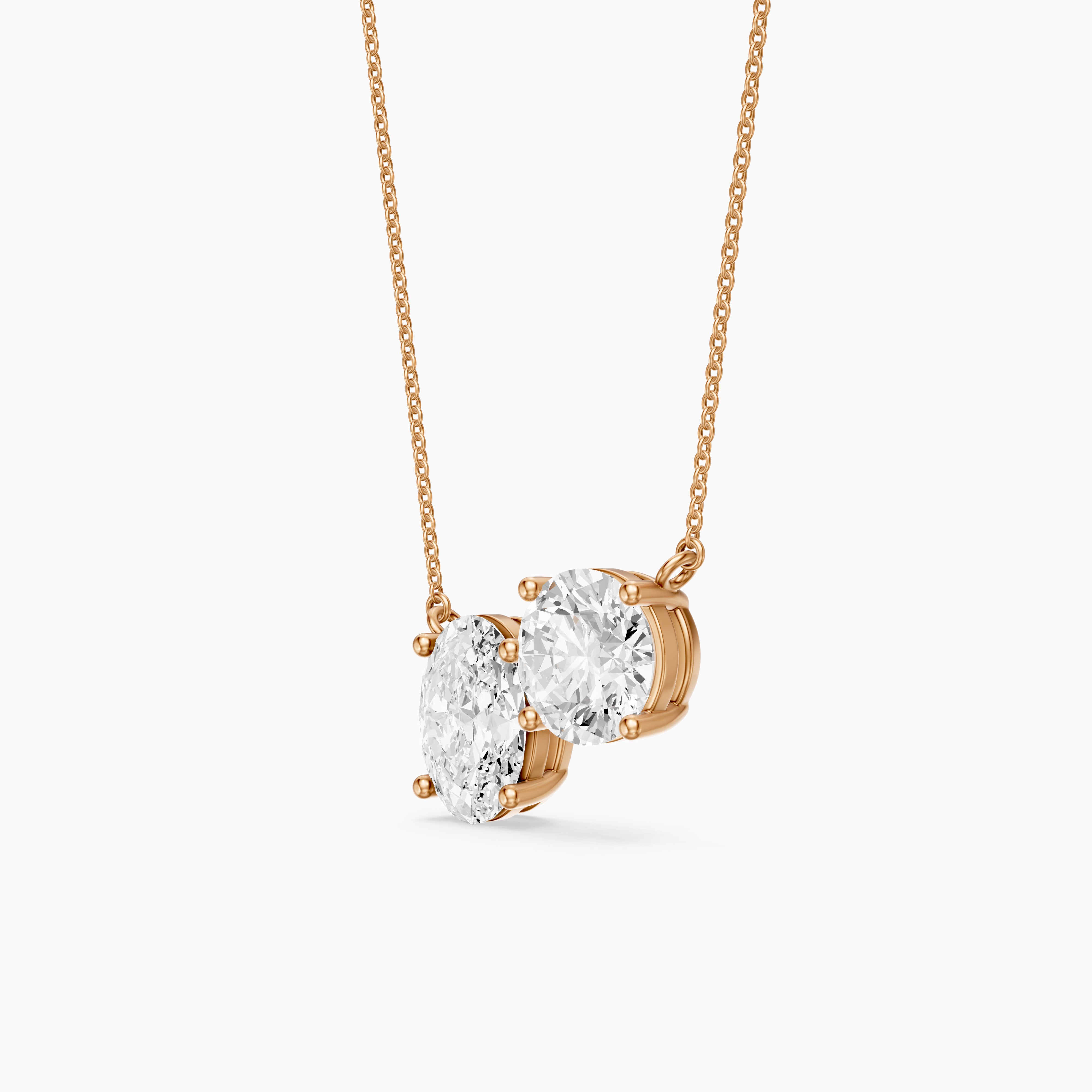 Alessia Oval and Round Lab Grown Diamond Toi Et Moi Pendant
