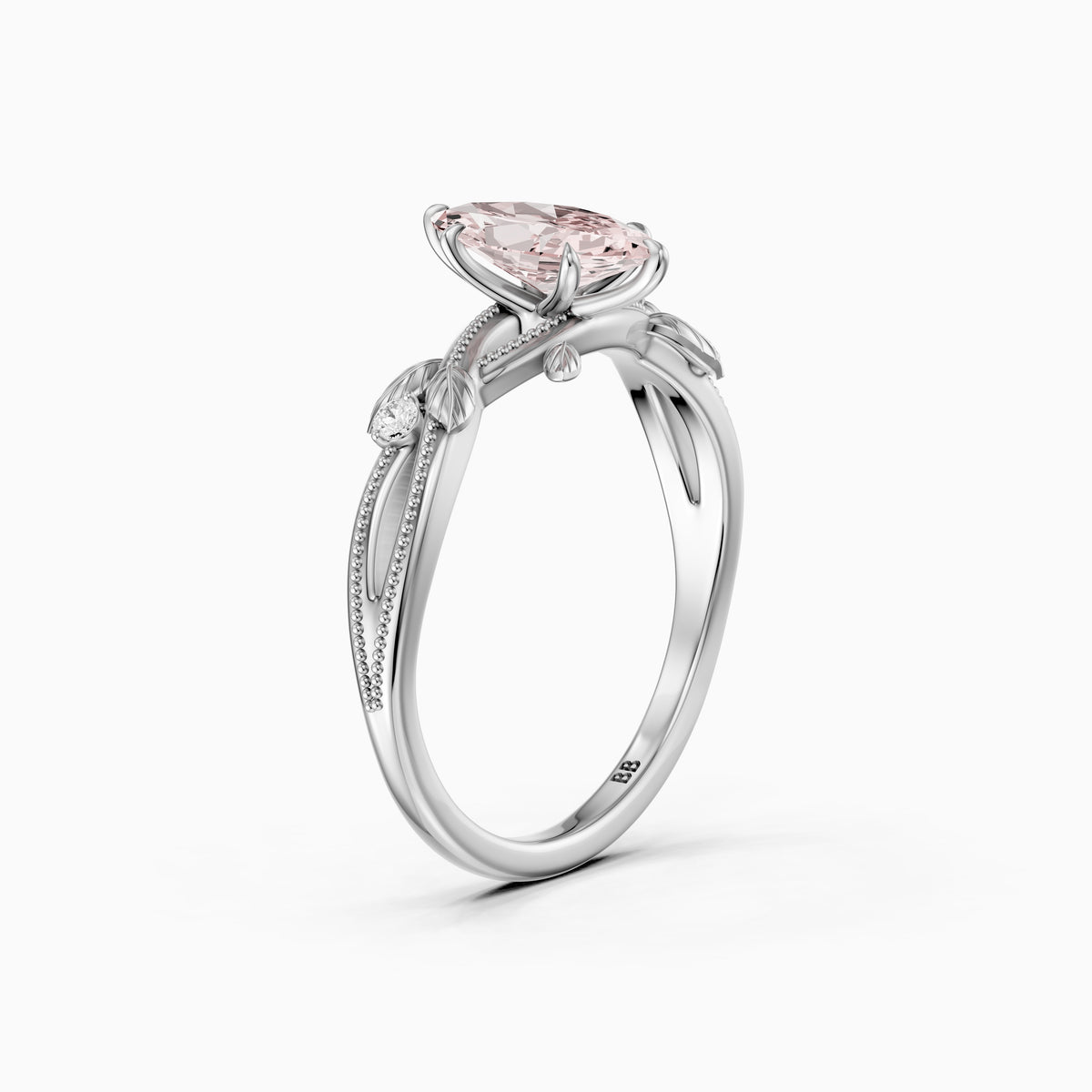 Bronte Marquise Pink Lab Grown Diamond Nature Inspired Split Shank Ring