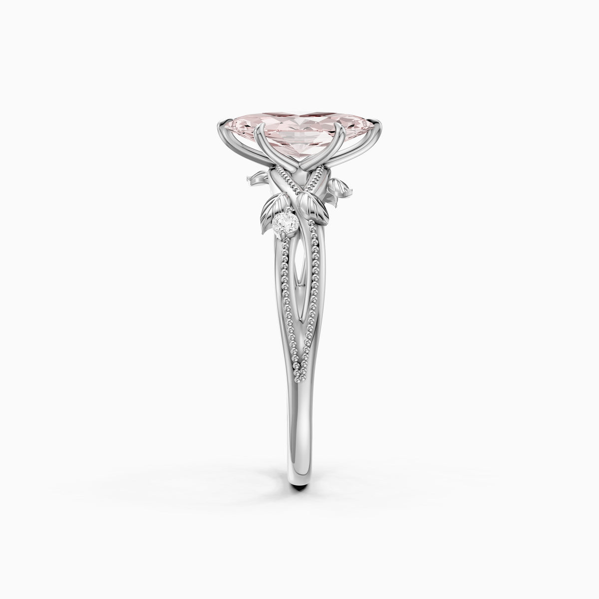 Bronte Marquise Pink Lab Grown Diamond Nature Inspired Split Shank Ring