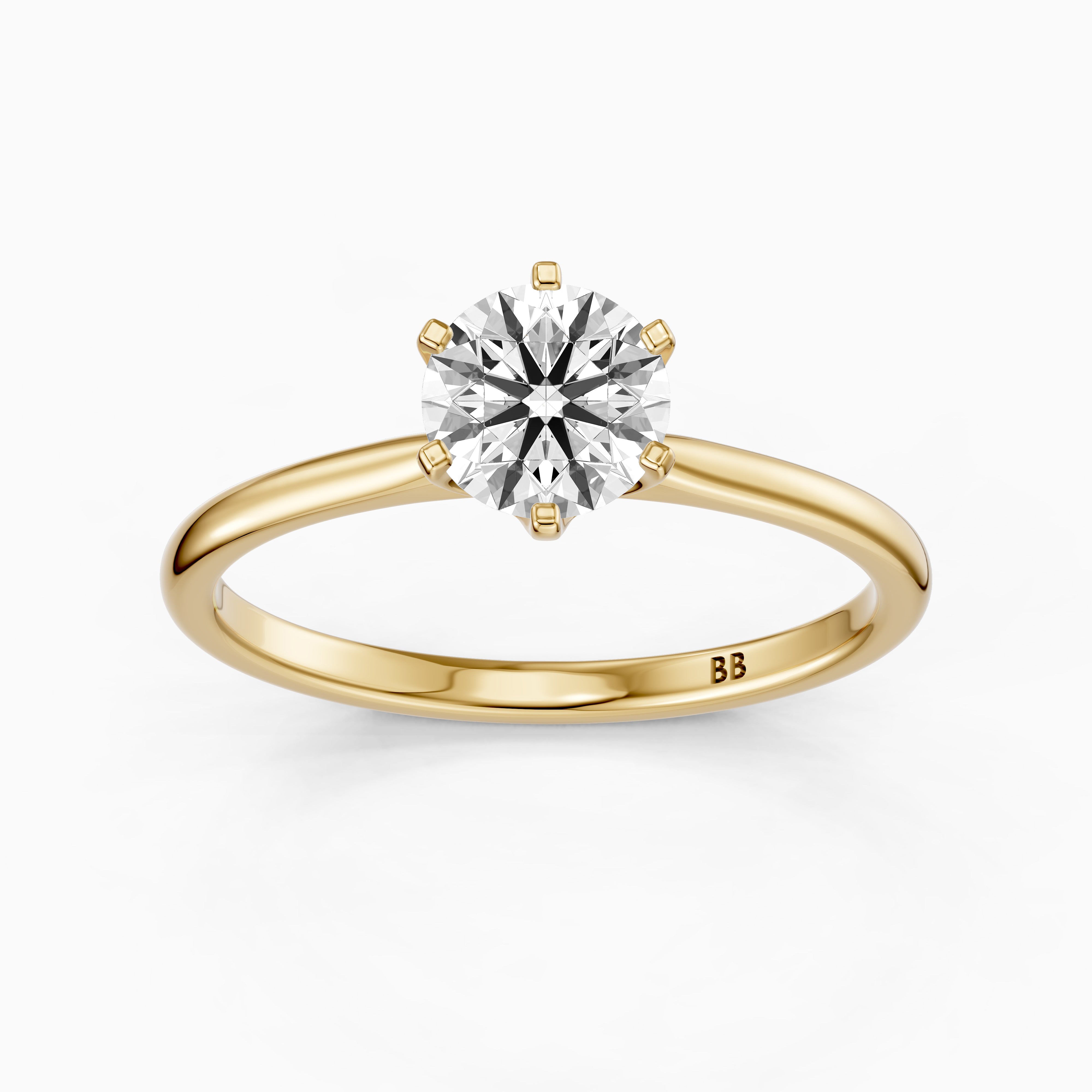 Kairah 6 Prong Round Cut Solitaire Moissanite Diamond Ring