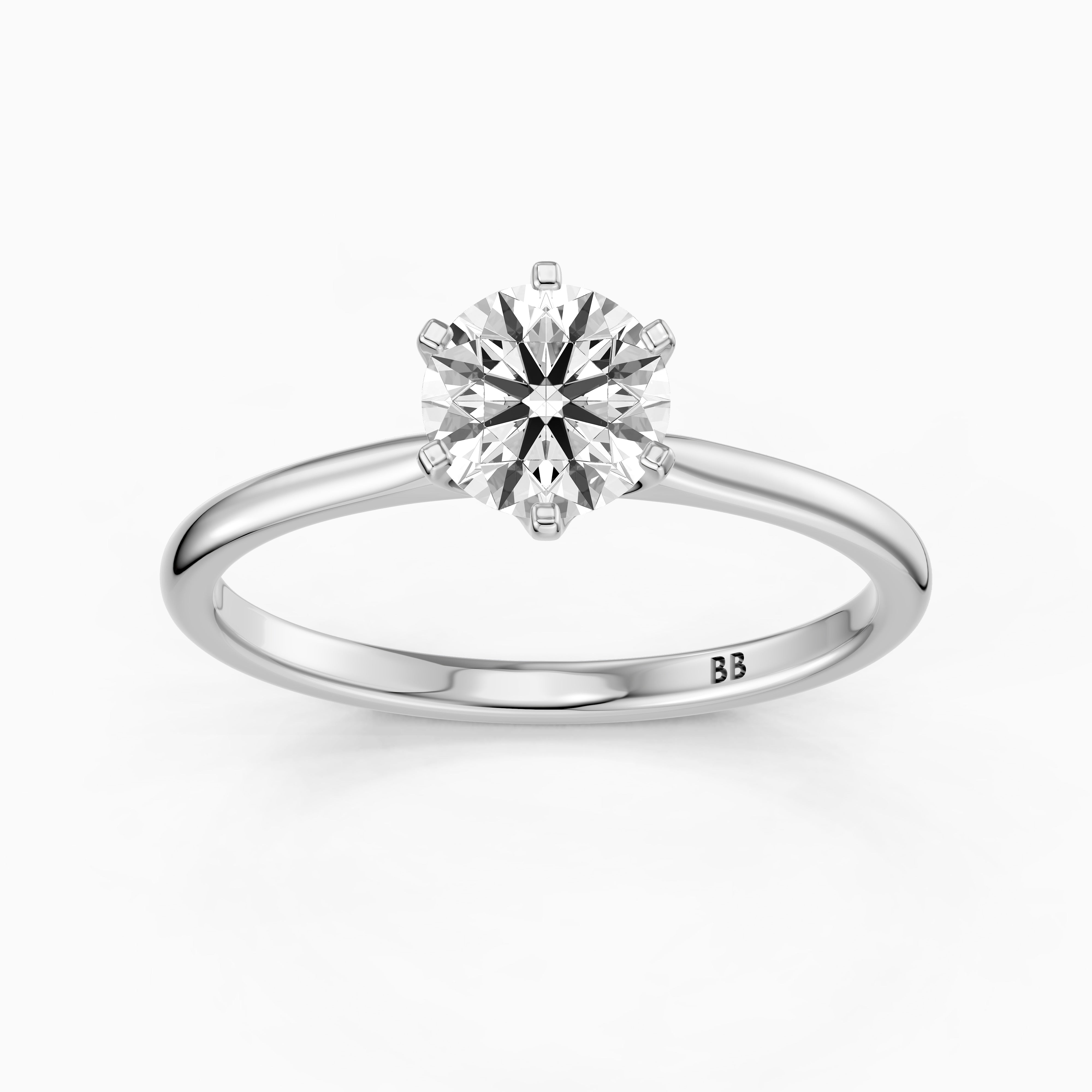 Kairah 6 Prong Round Cut Solitaire Moissanite Diamond Ring