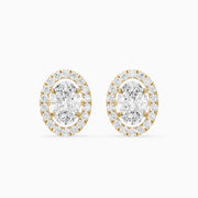 Vaida Oval Cut Lab Grown Diamond Halo Stud Earrings