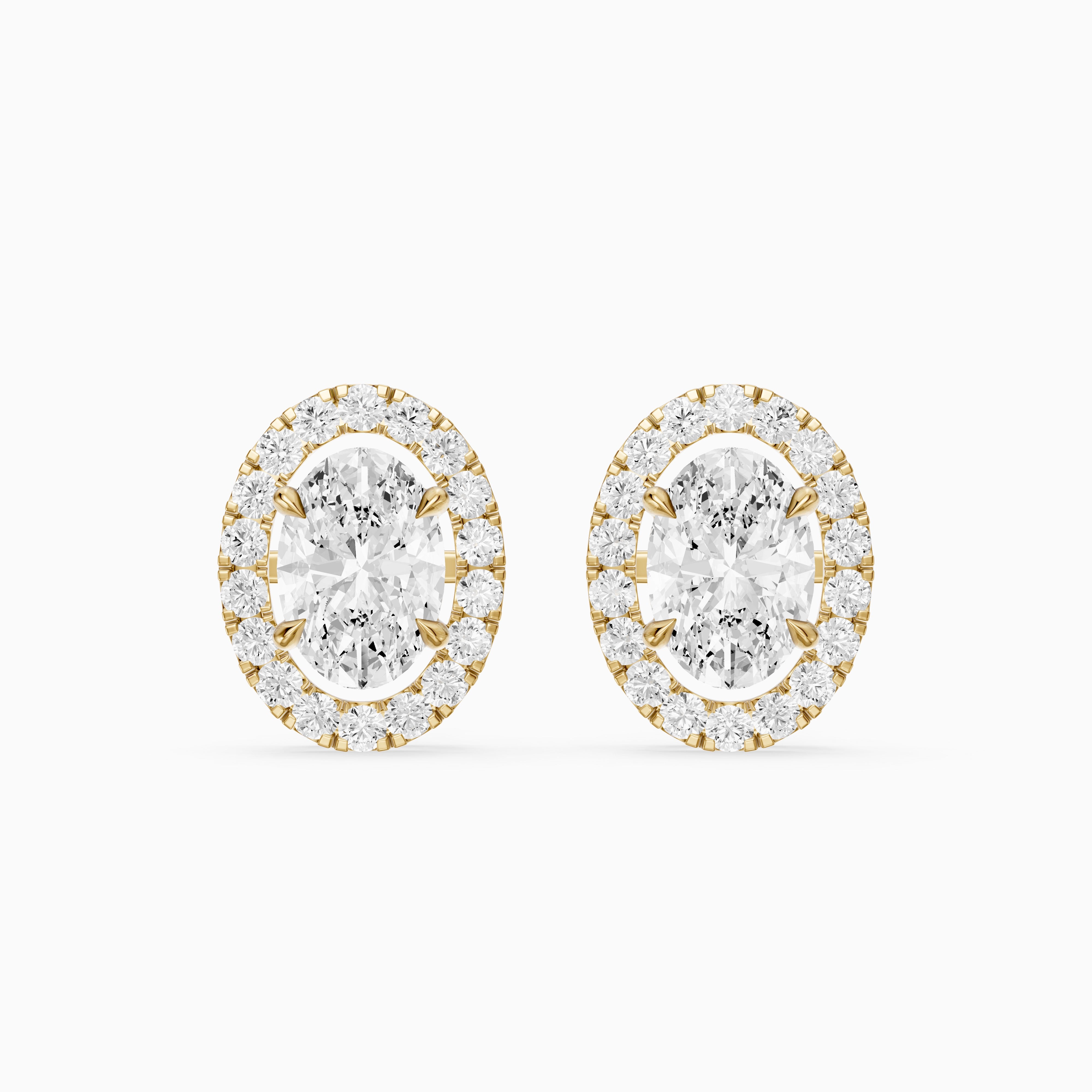 Vaida Oval Cut Lab Grown Diamond Halo Stud Earrings