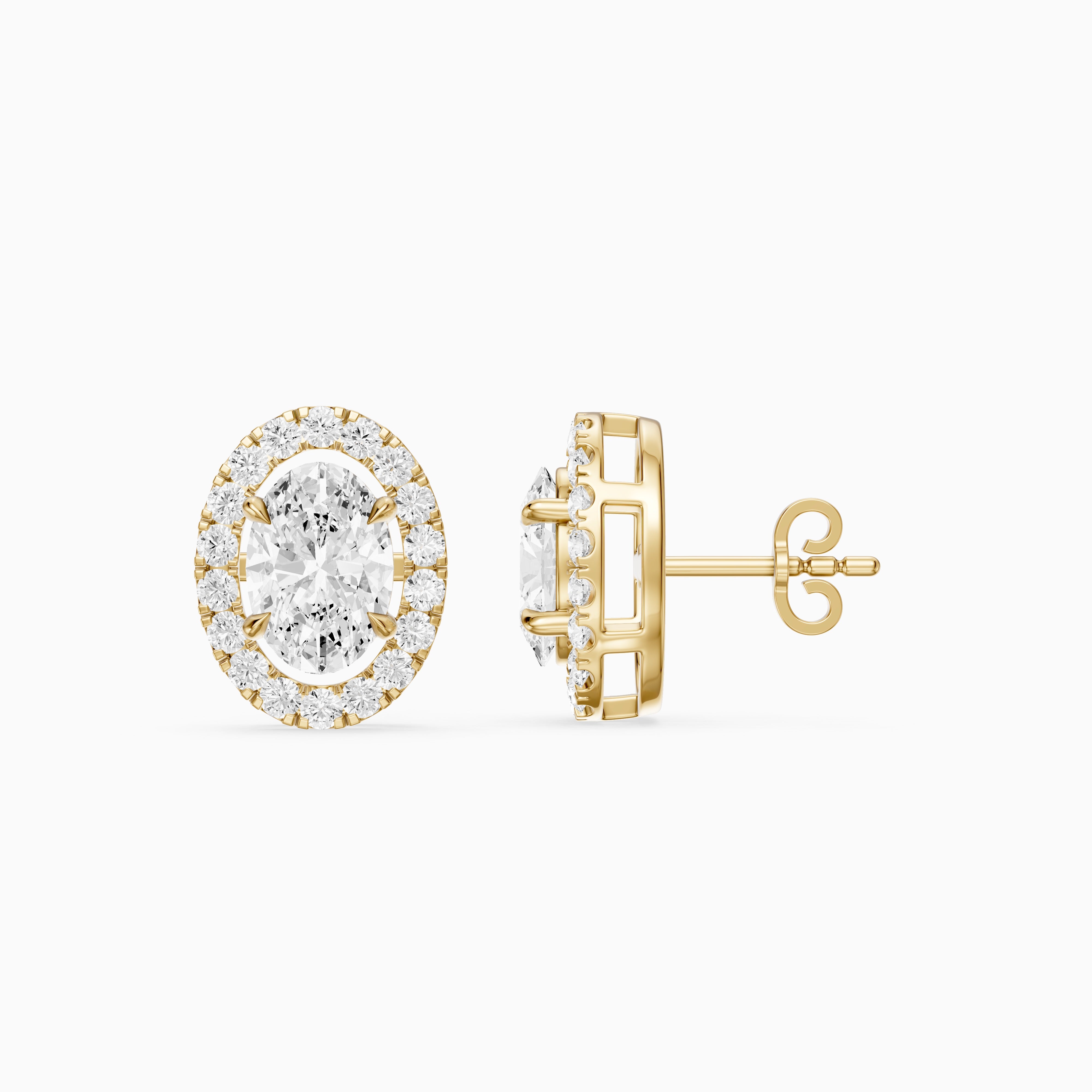 Vaida Oval Cut Lab Grown Diamond Halo Stud Earrings