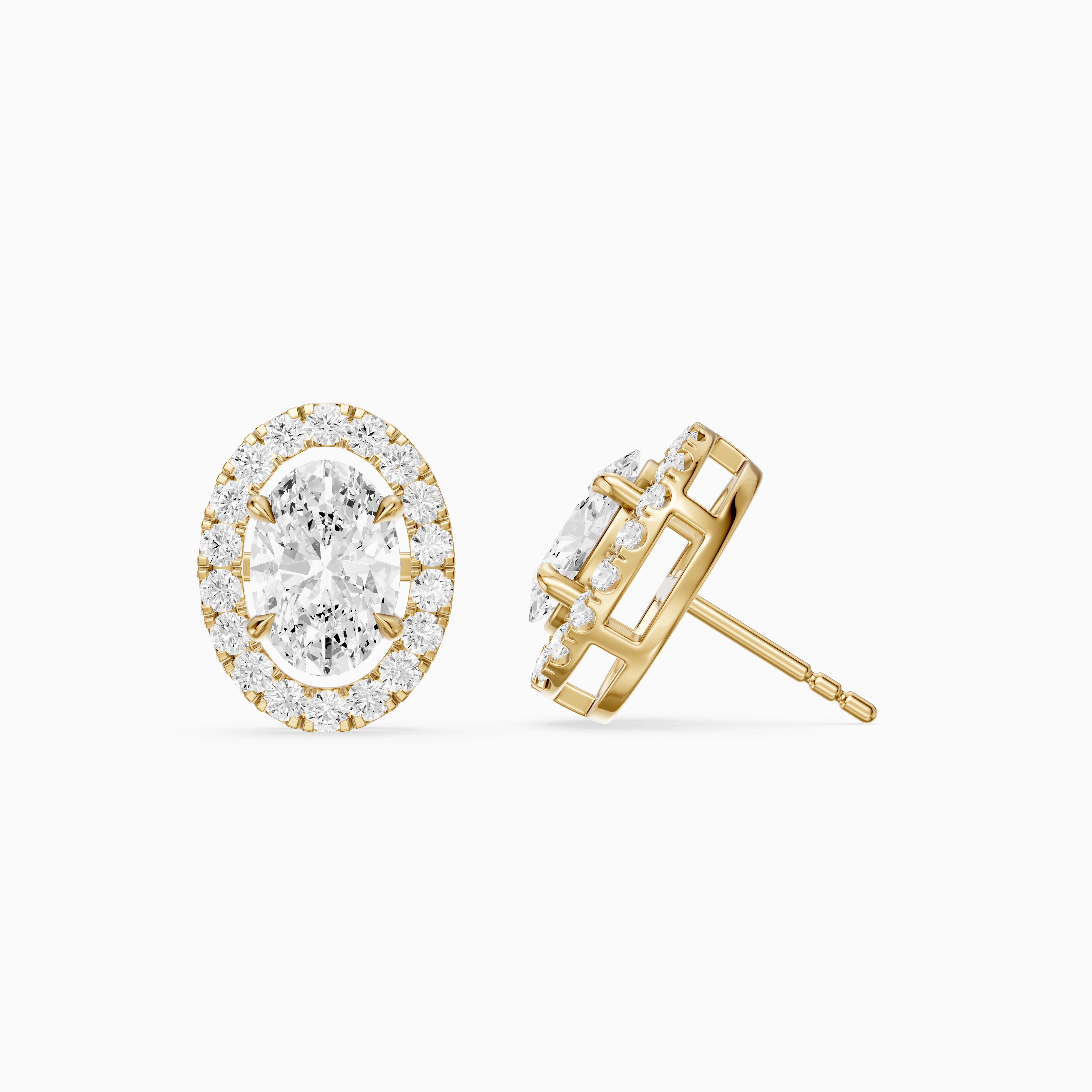 Vaida Oval Cut Lab Grown Diamond Halo Stud Earrings