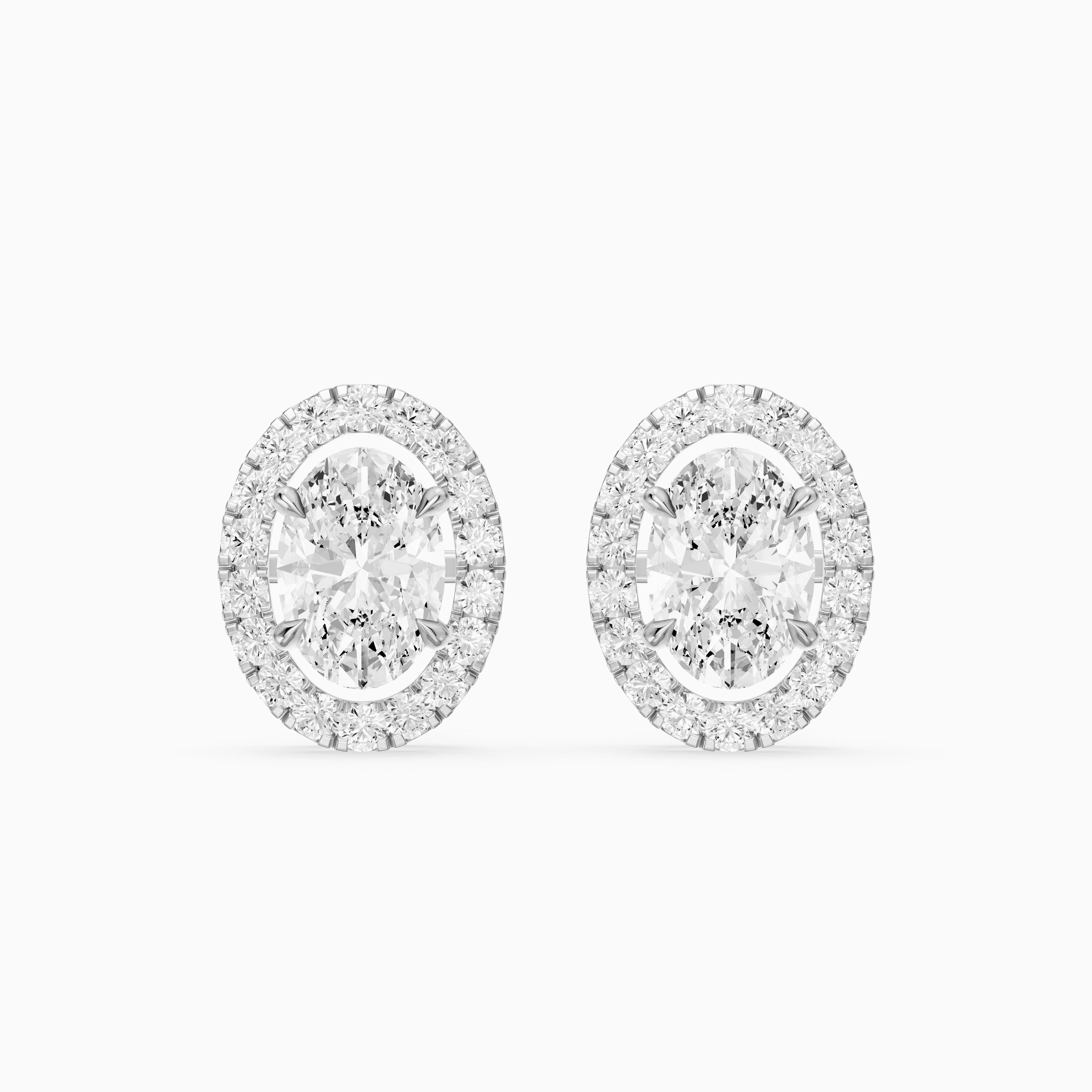Vaida Oval Cut Lab Grown Diamond Halo Stud Earrings