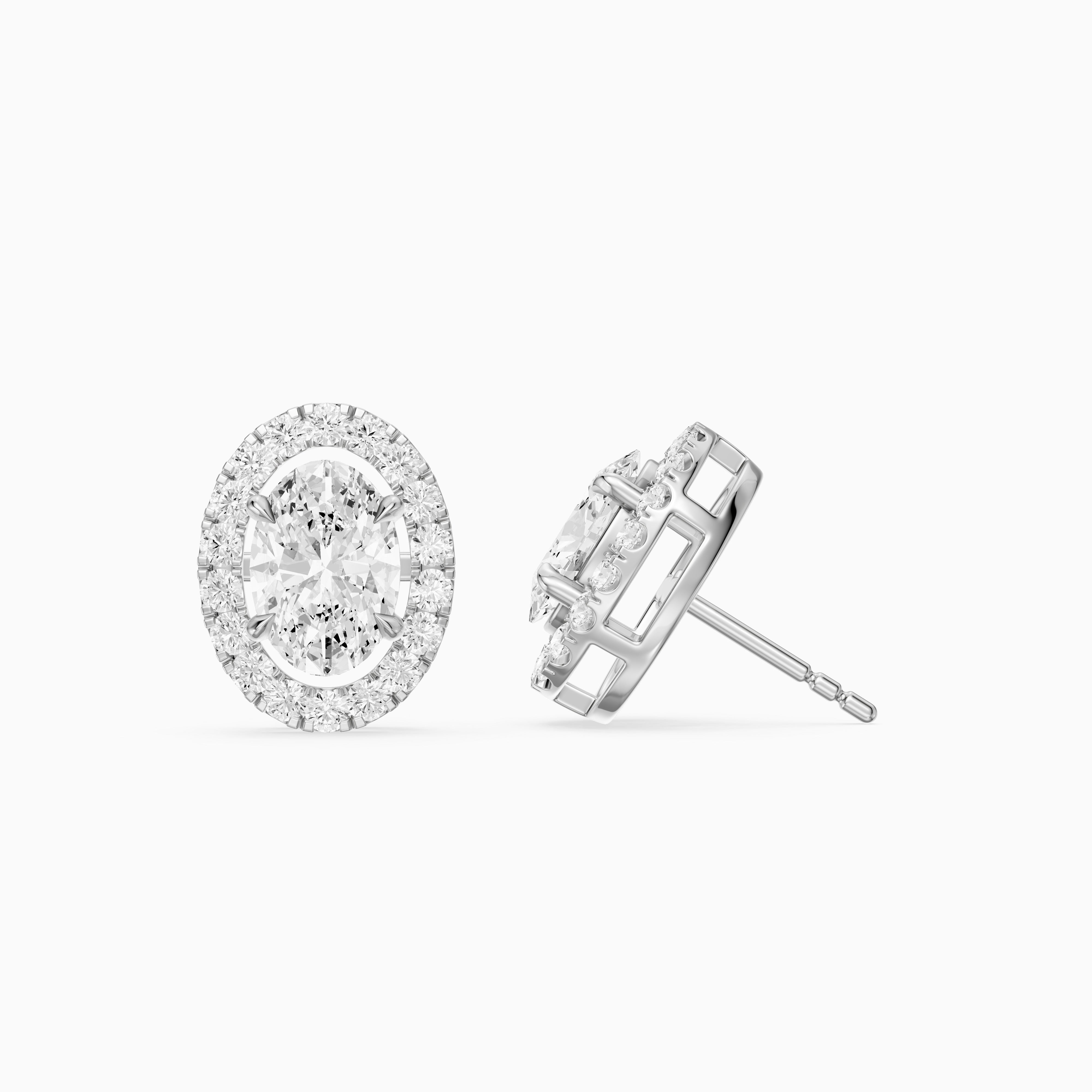 Vaida Oval Cut Lab Grown Diamond Halo Stud Earrings