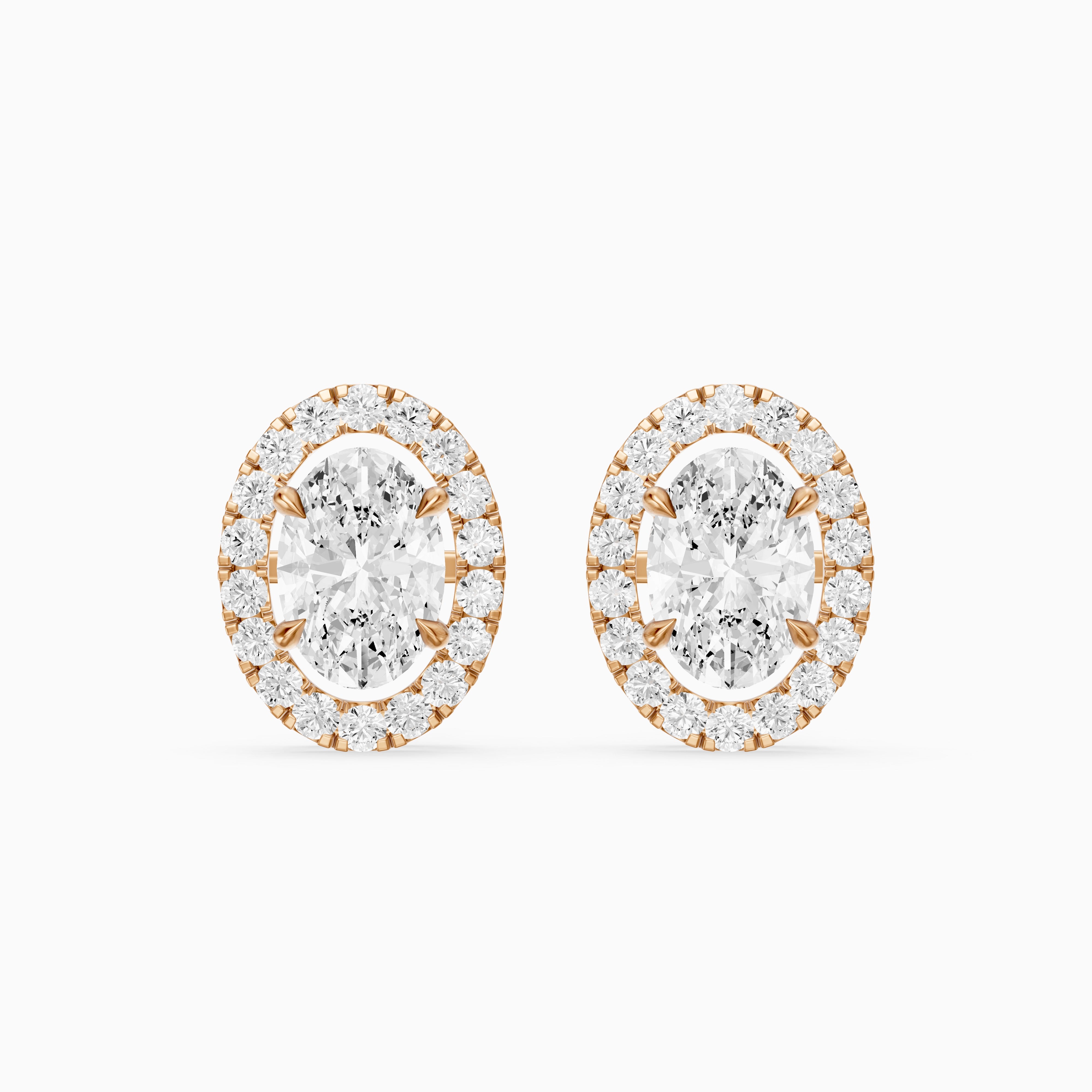 Vaida Oval Cut Lab Grown Diamond Halo Stud Earrings