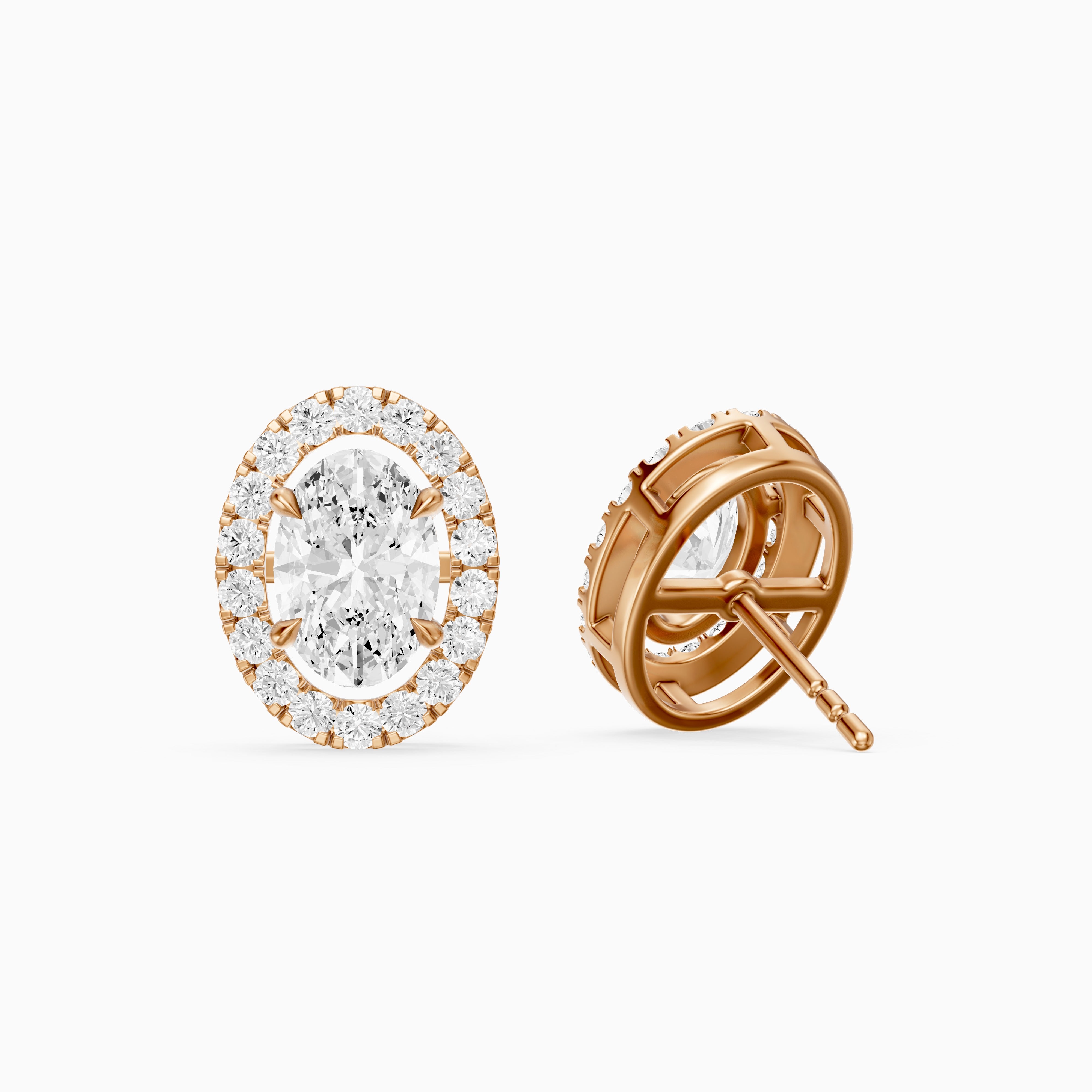 Vaida Oval Cut Lab Grown Diamond Halo Stud Earrings