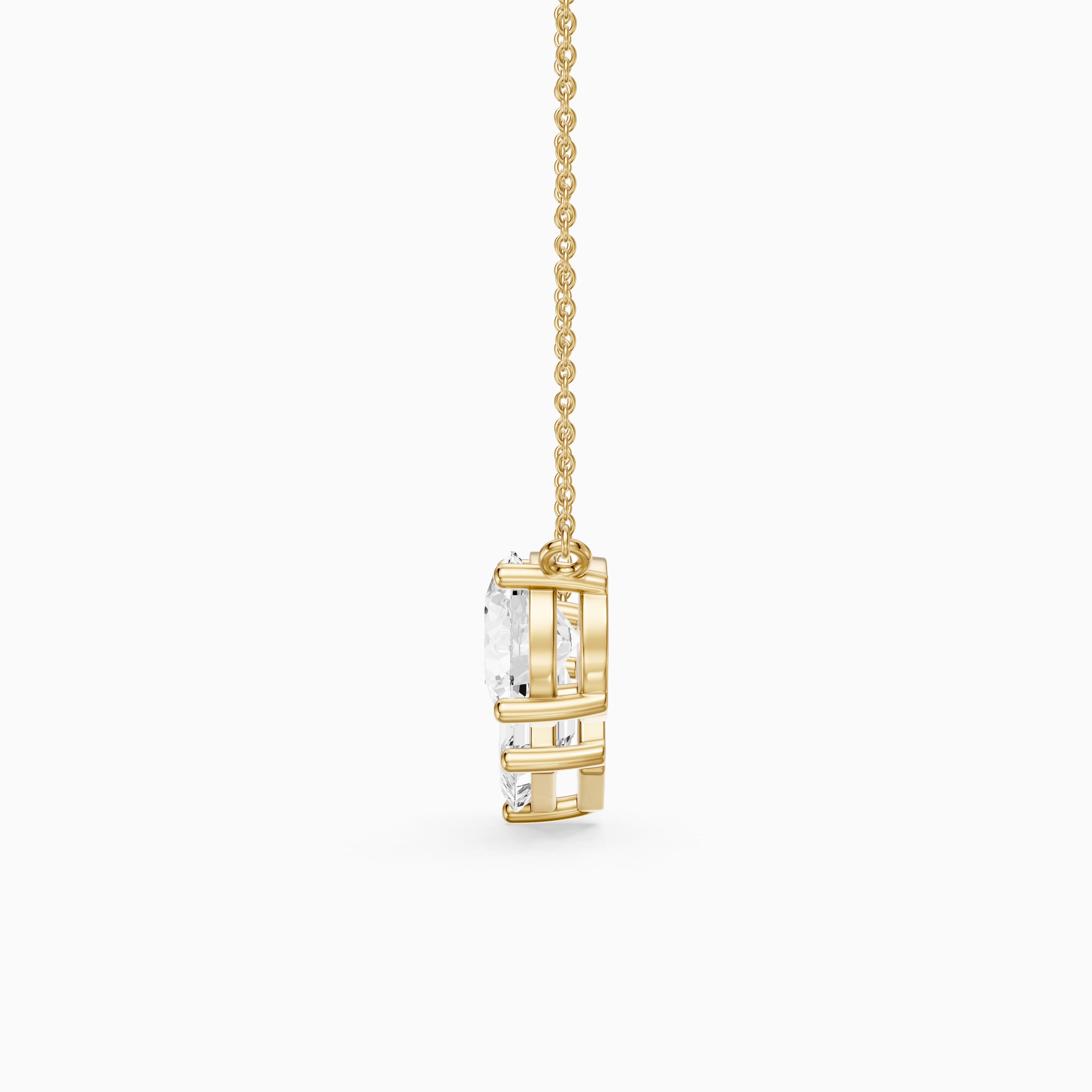 Navy Emerald and Round Lab Grown Diamond Toi Et Moi Pendant