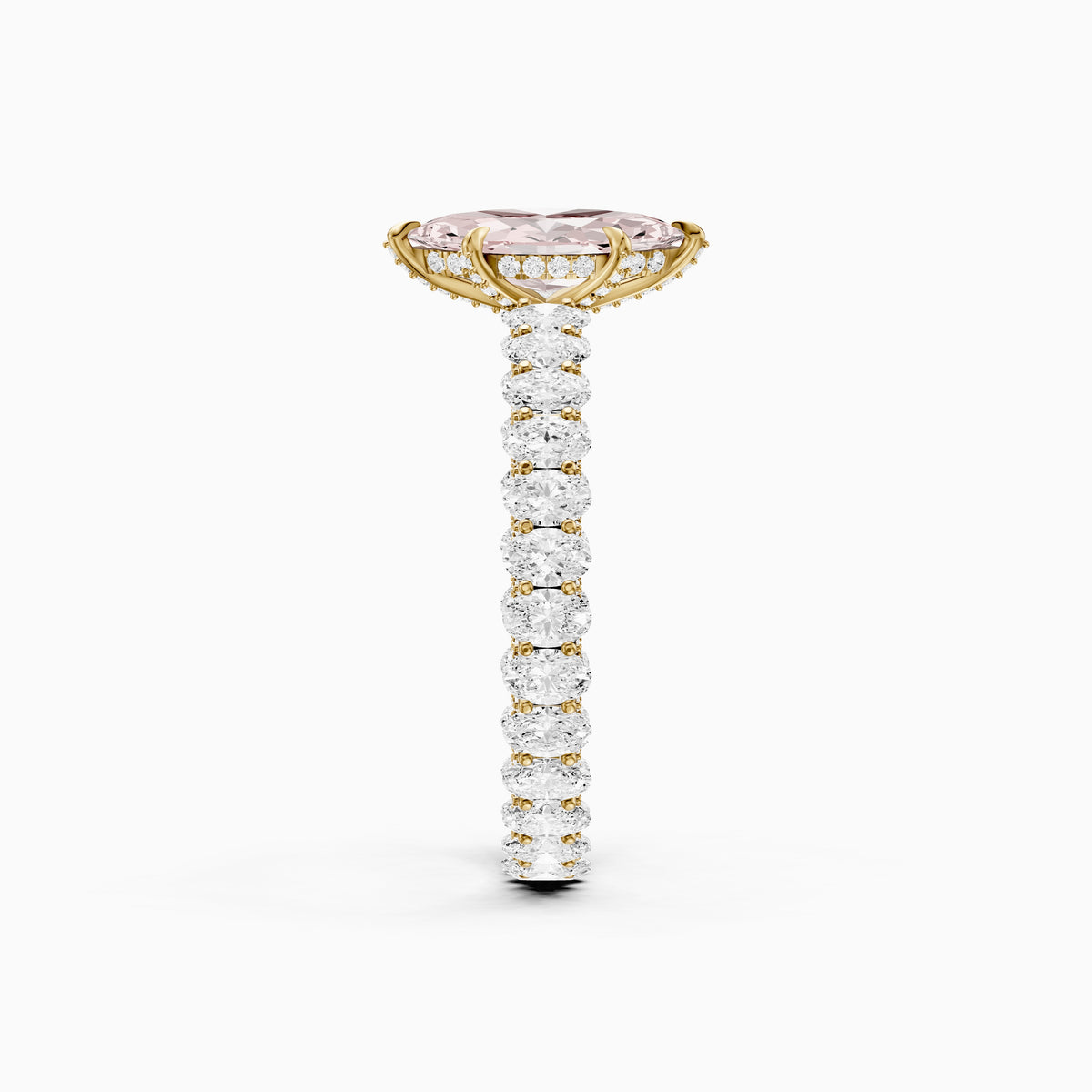 Leni Marquise Pink Lab Grown Diamond Hidden Halo Ring with Oval Diamond Band