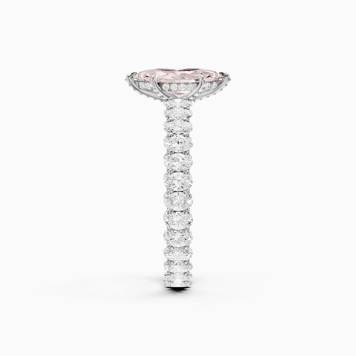 Leni Marquise Pink Lab Grown Diamond Hidden Halo Ring with Oval Diamond Band