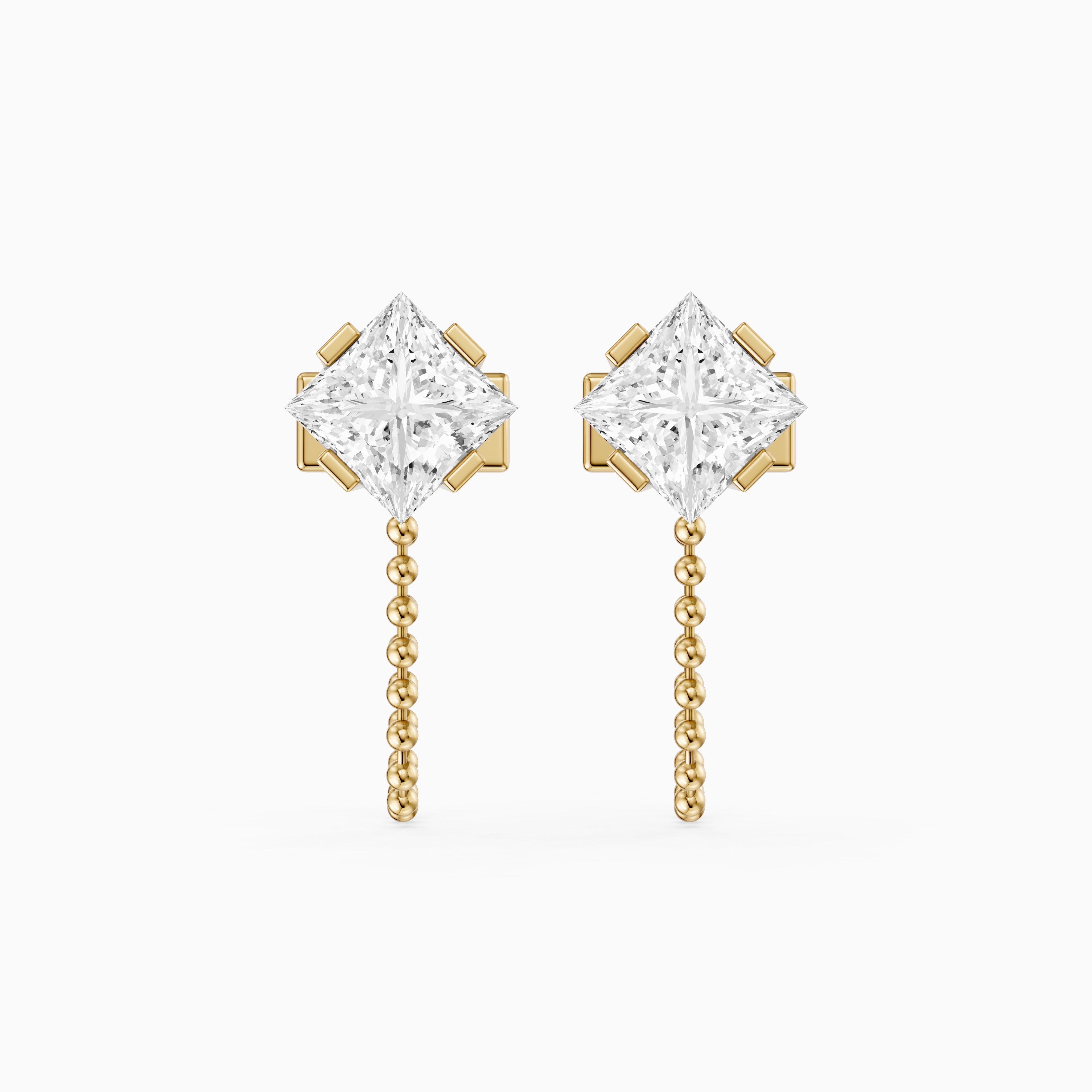 Ziva Princess Cut Lab Grown Diamond Drop Chain Earrings