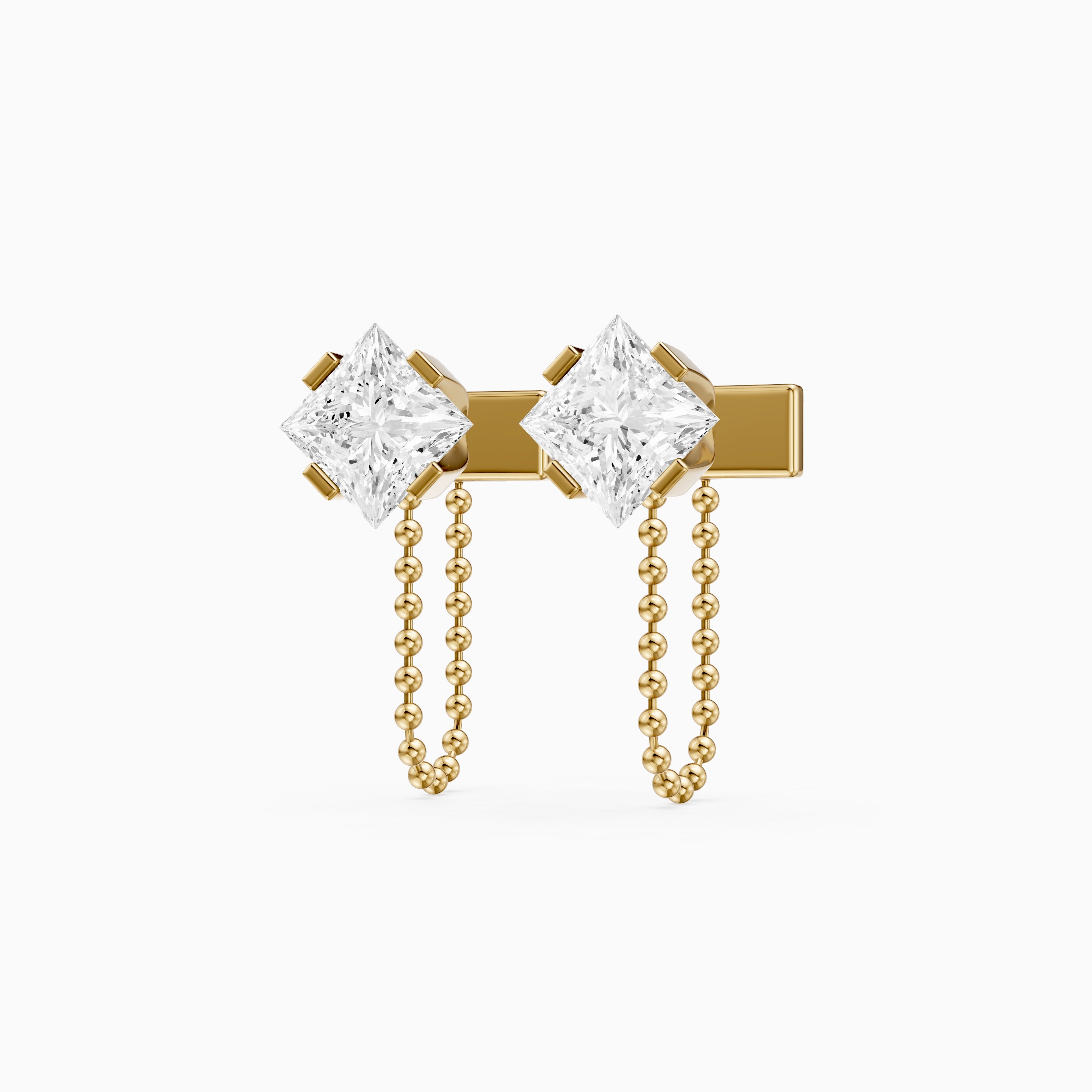 Ziva Princess Cut Lab Grown Diamond Drop Chain Earrings