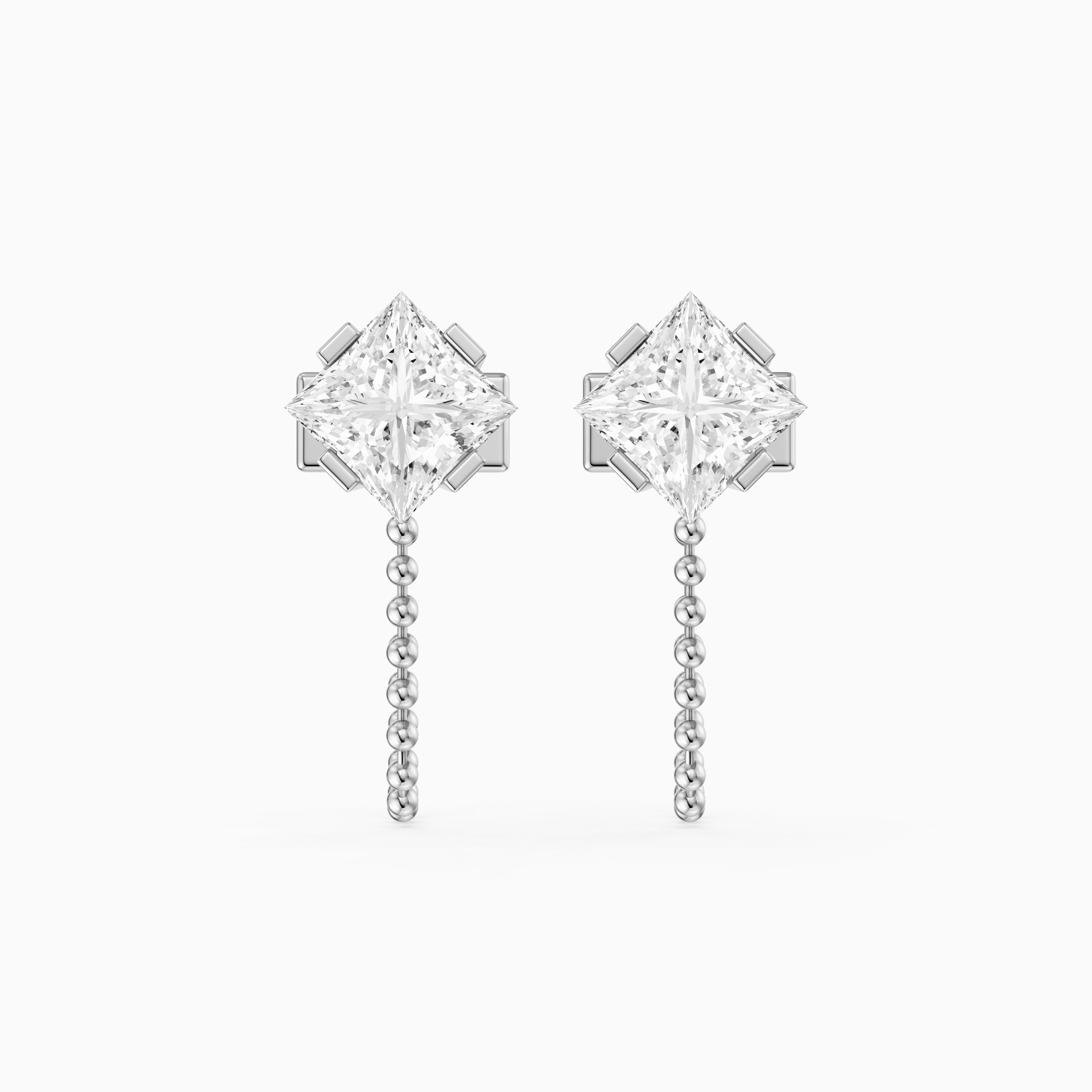 Ziva Princess Cut Lab Grown Diamond Drop Chain Earrings