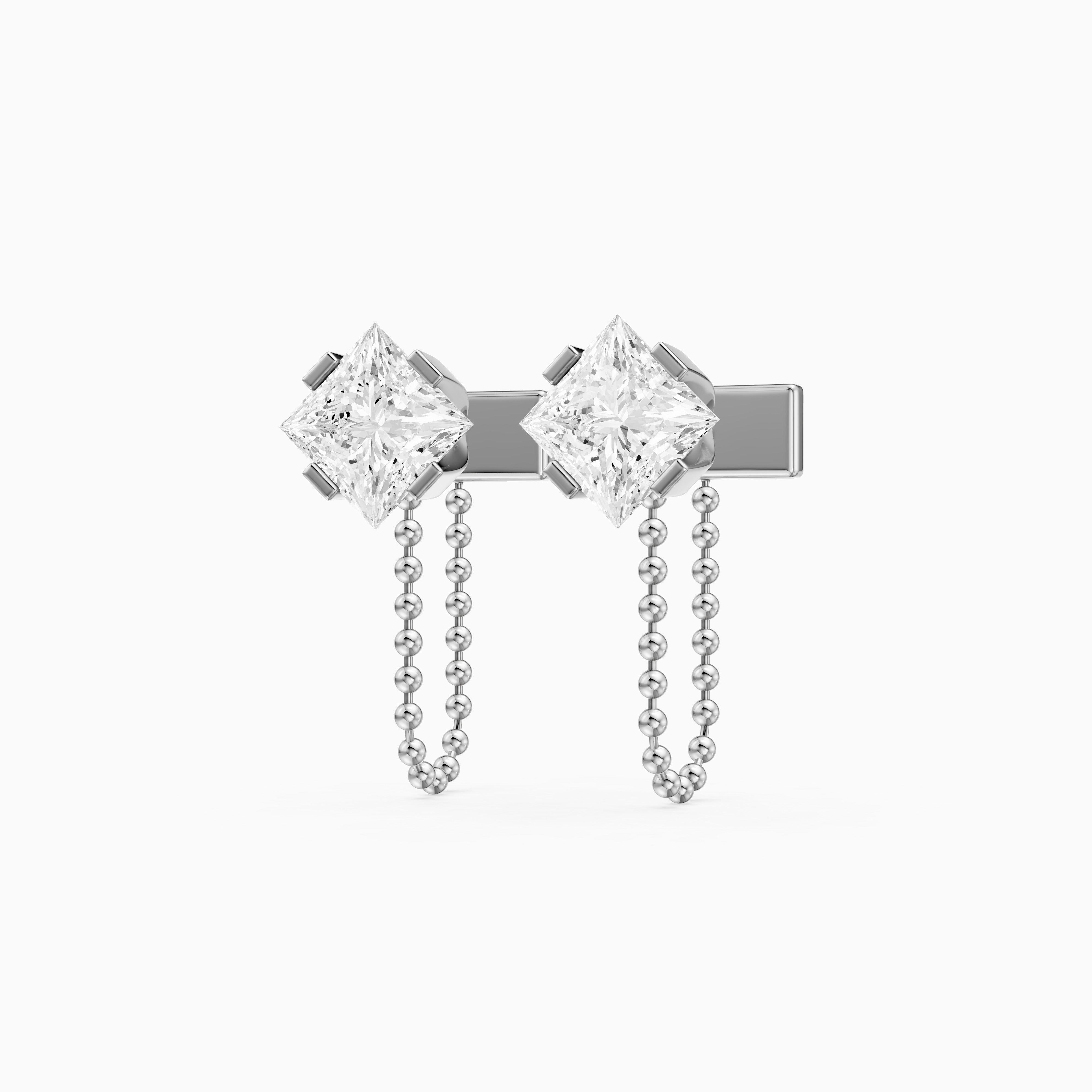 Ziva Princess Cut Lab Grown Diamond Drop Chain Earrings