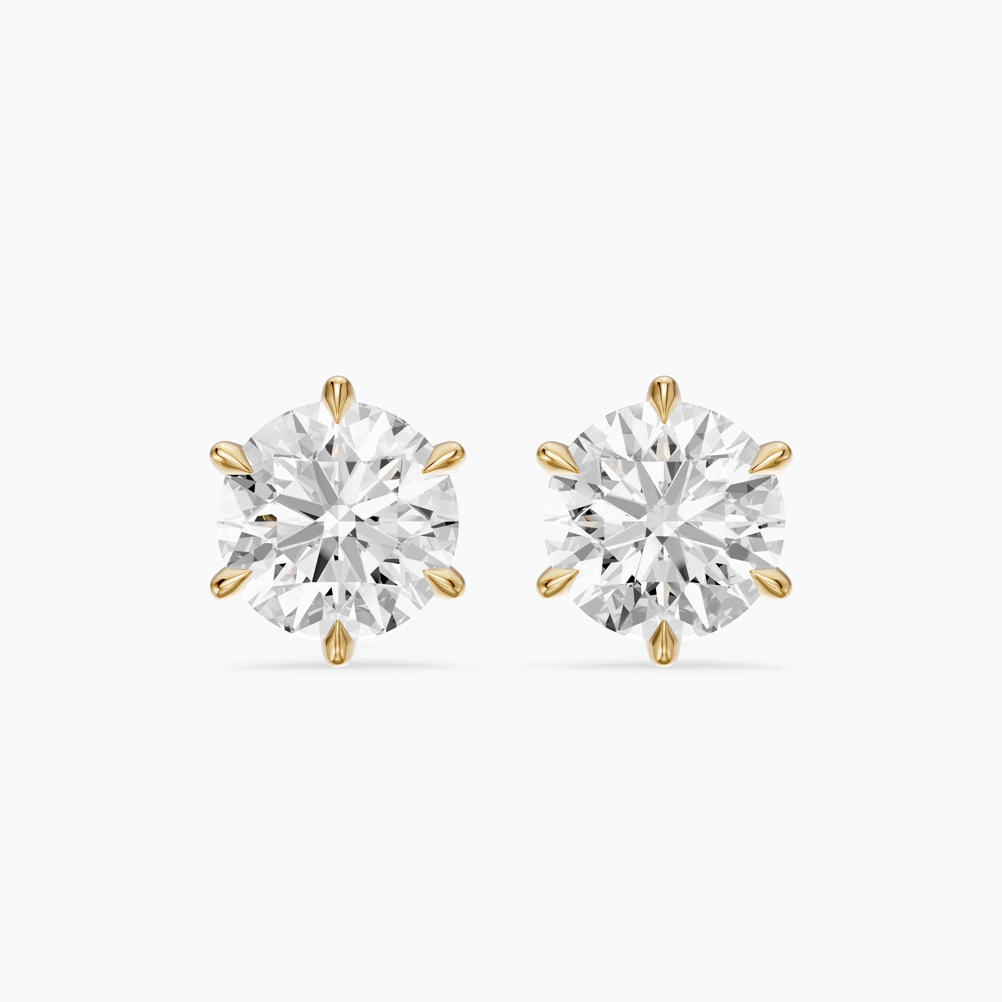 Valborg Six Prong Round Lab Grown Diamond Solitaire Stud Earrings