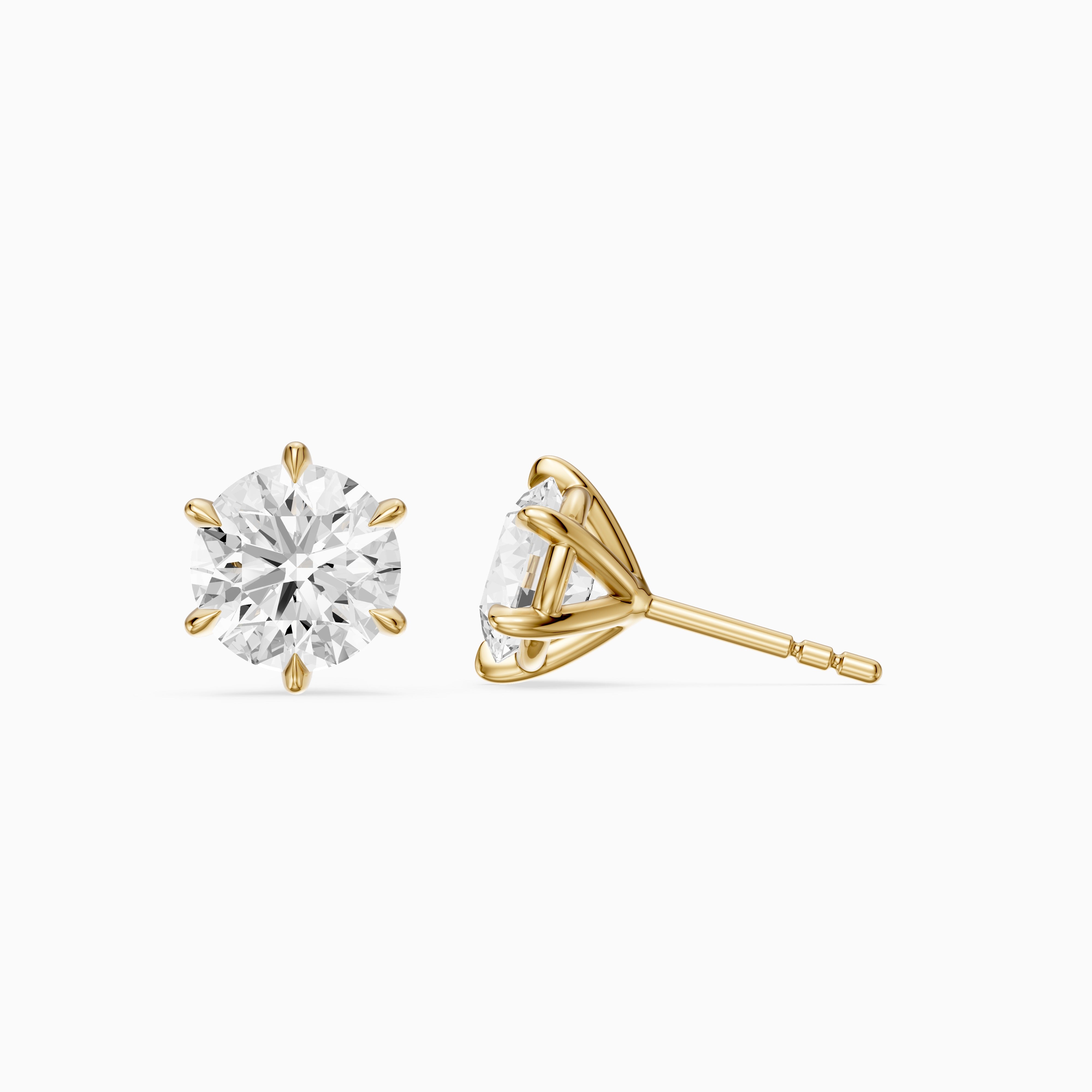 Valborg Six Prong Round Lab Grown Diamond Solitaire Stud Earrings