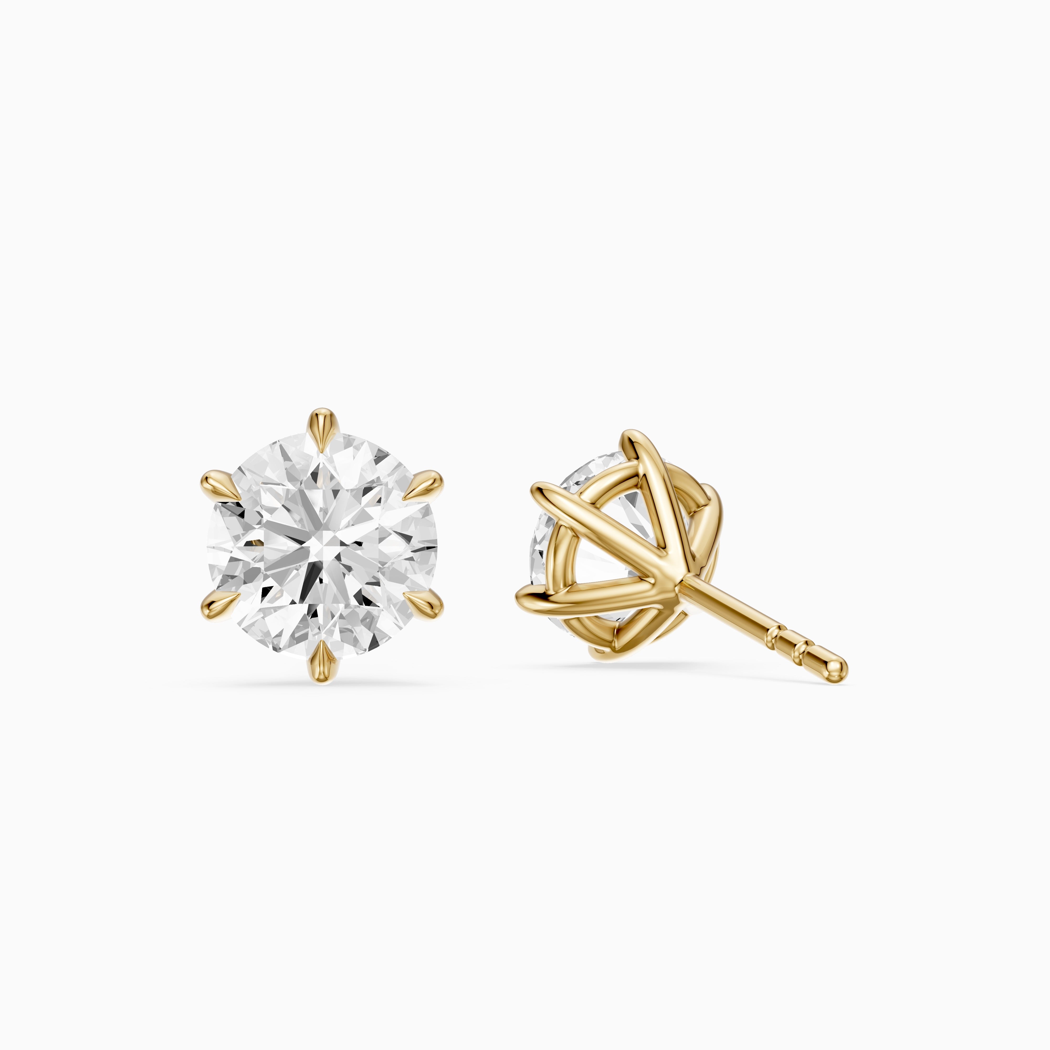 Valborg Six Prong Round Lab Grown Diamond Solitaire Stud Earrings