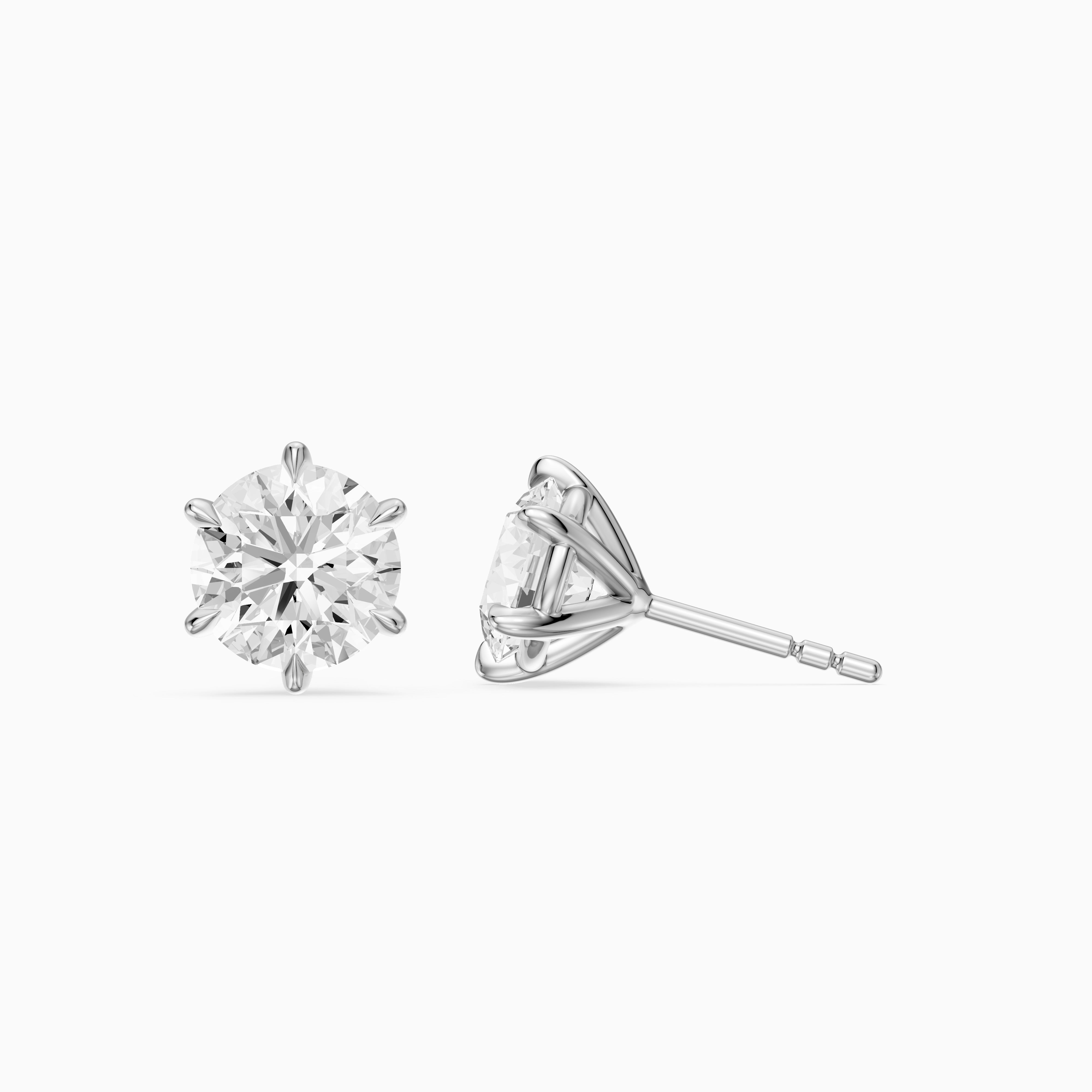 Valborg Six Prong Round Lab Grown Diamond Solitaire Stud Earrings