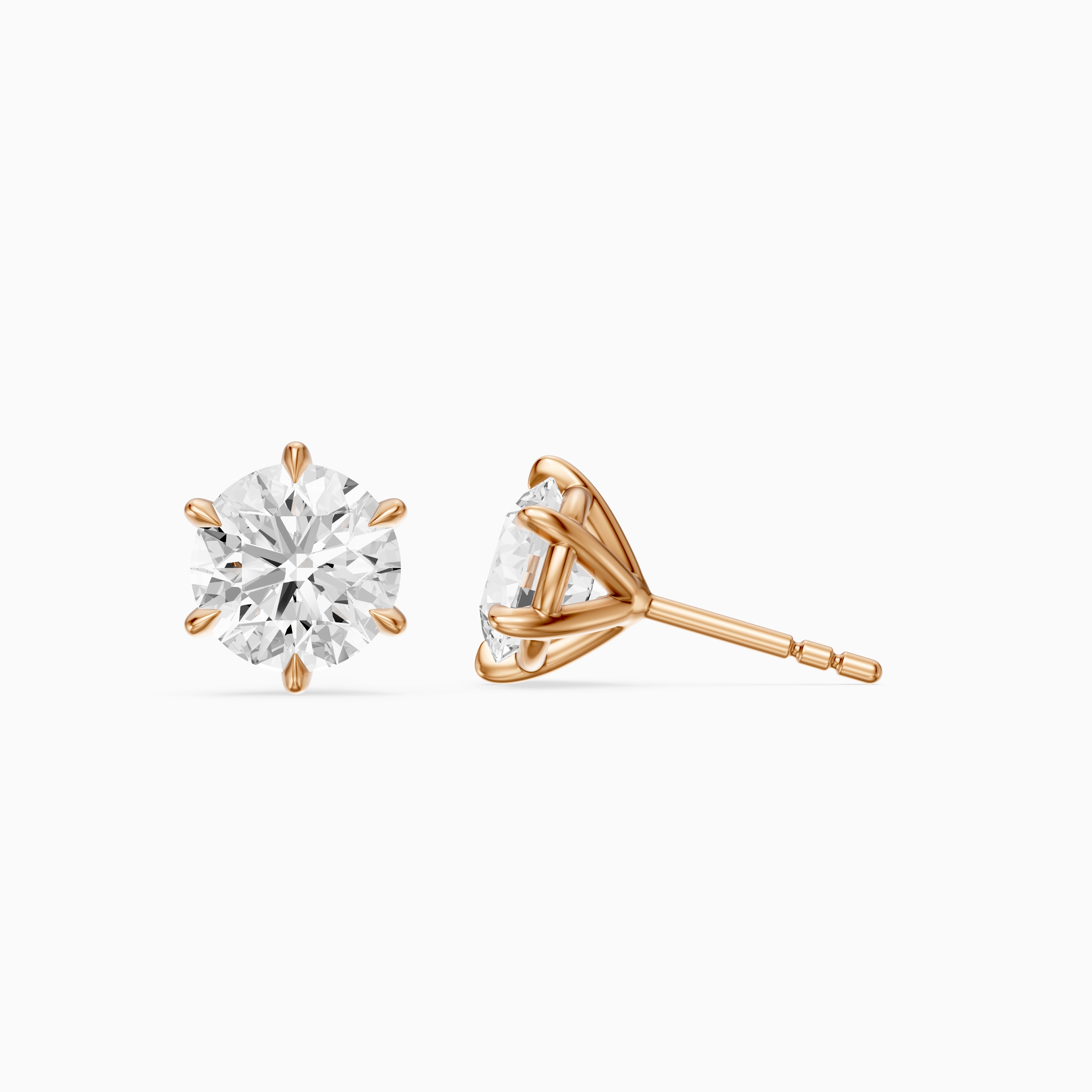 Valborg Six Prong Round Lab Grown Diamond Solitaire Stud Earrings