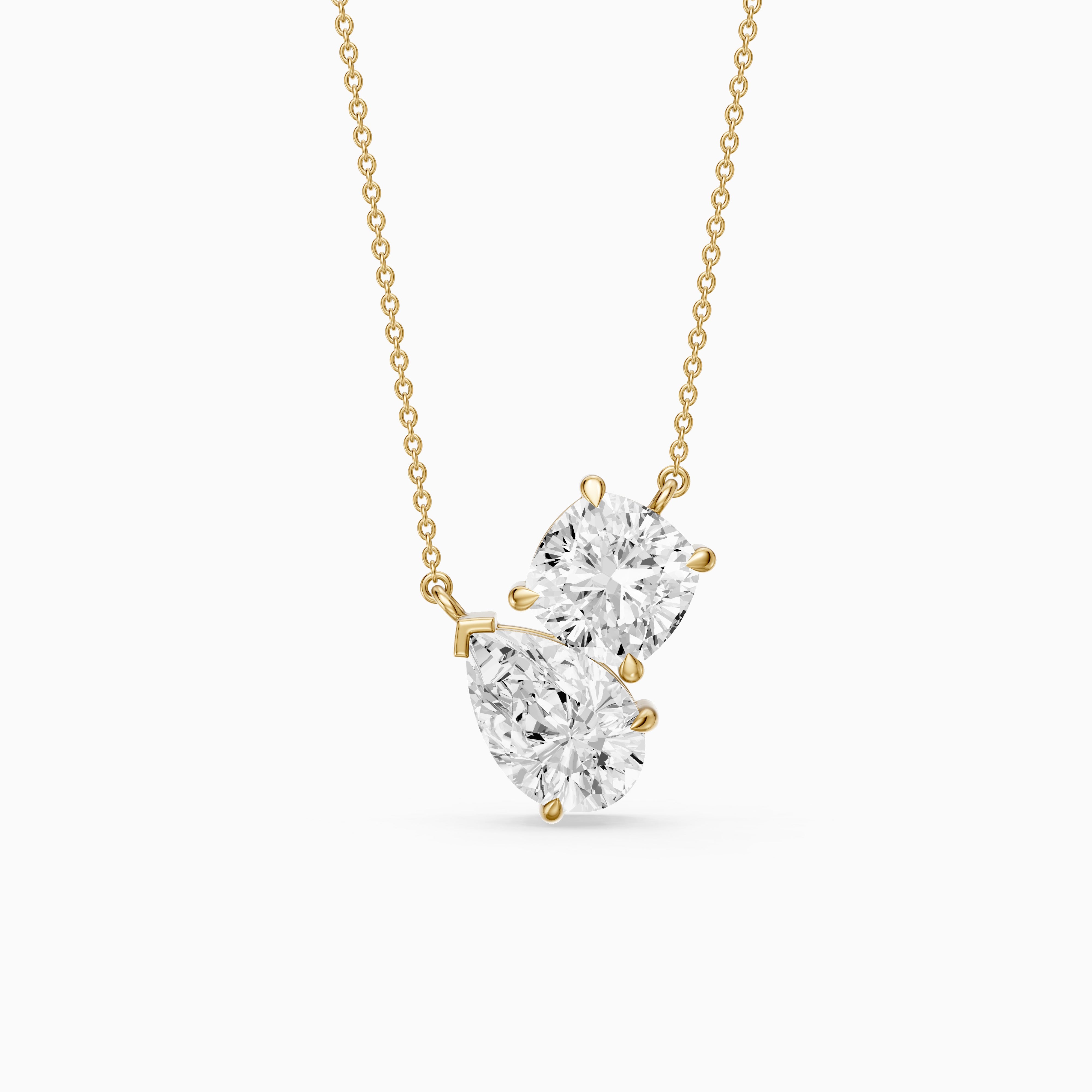 Kendall Pear and Round Lab Grown Diamond Toi Et Moi Pendant